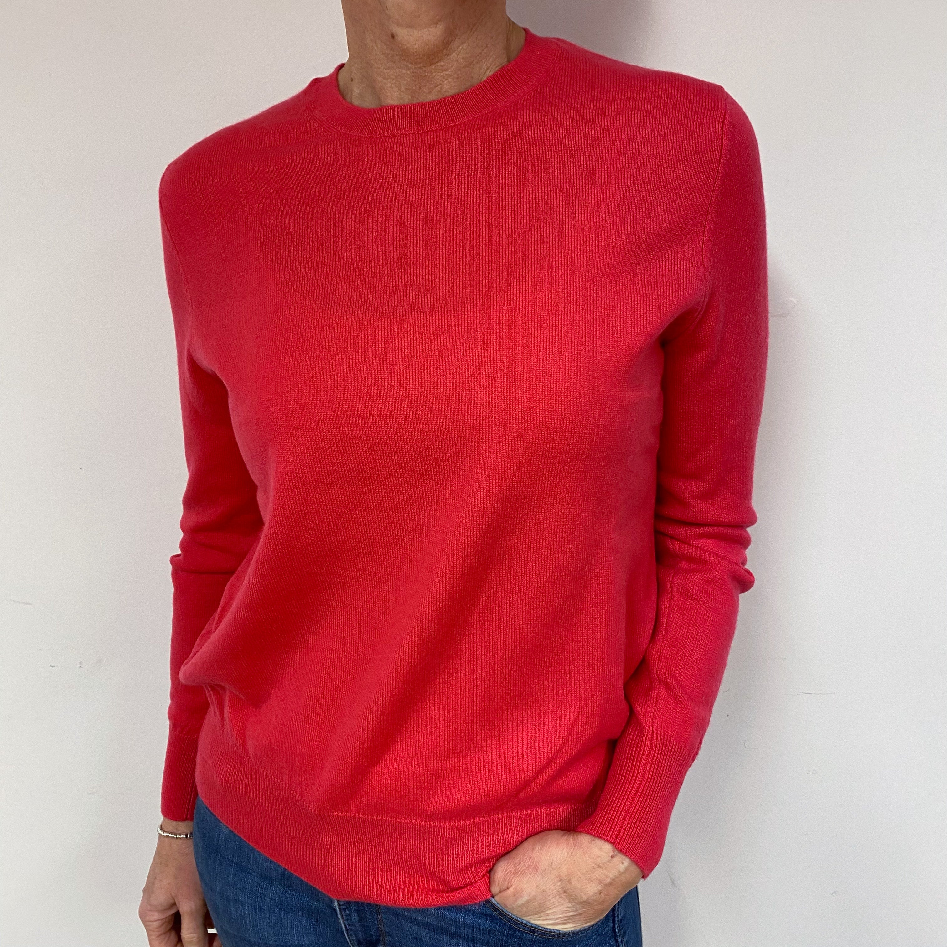 Vibrant Cranberry Pink Cashmere Crew Neck Jumper Medium