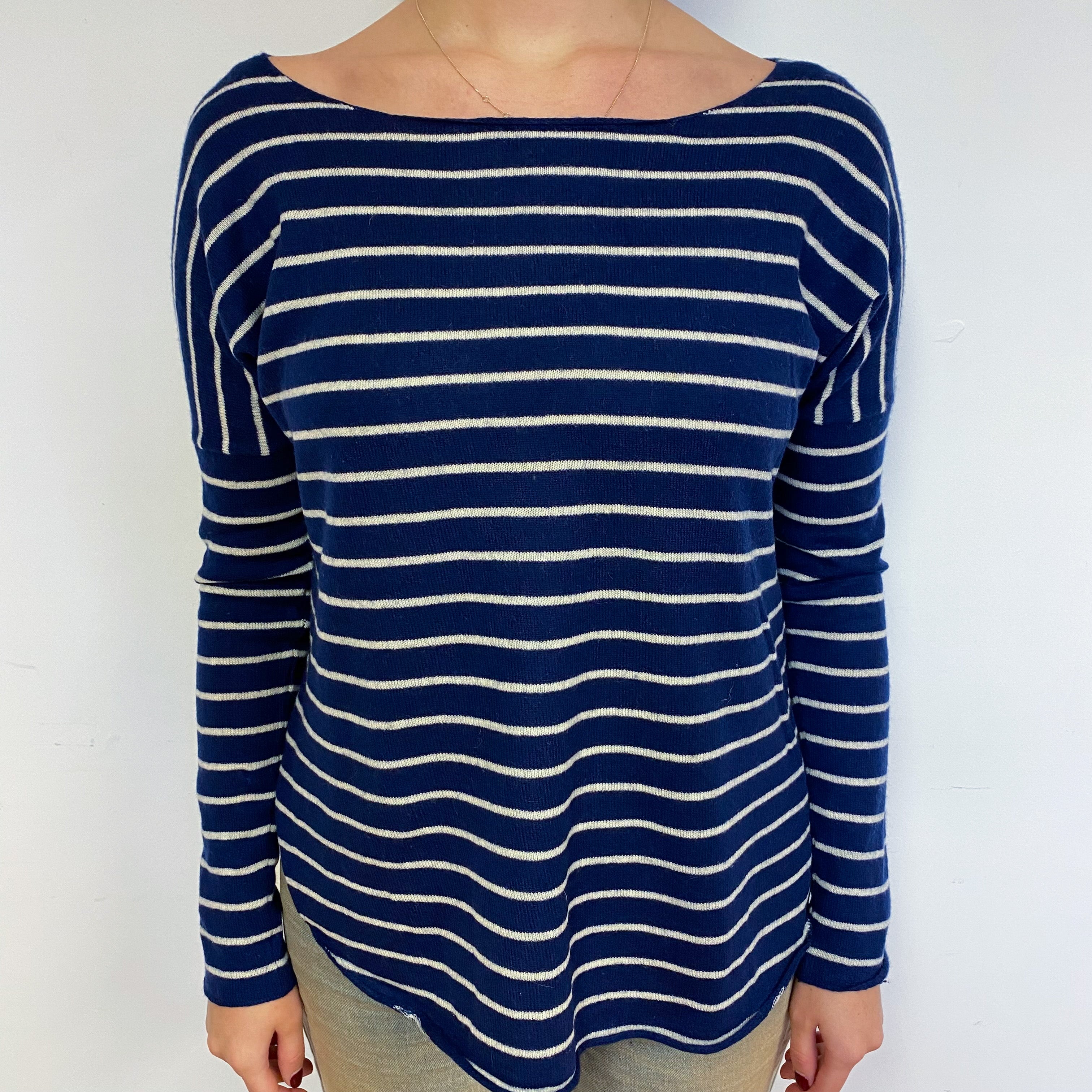 Vince Stripy Cashmere Crew Neck Jumper Small