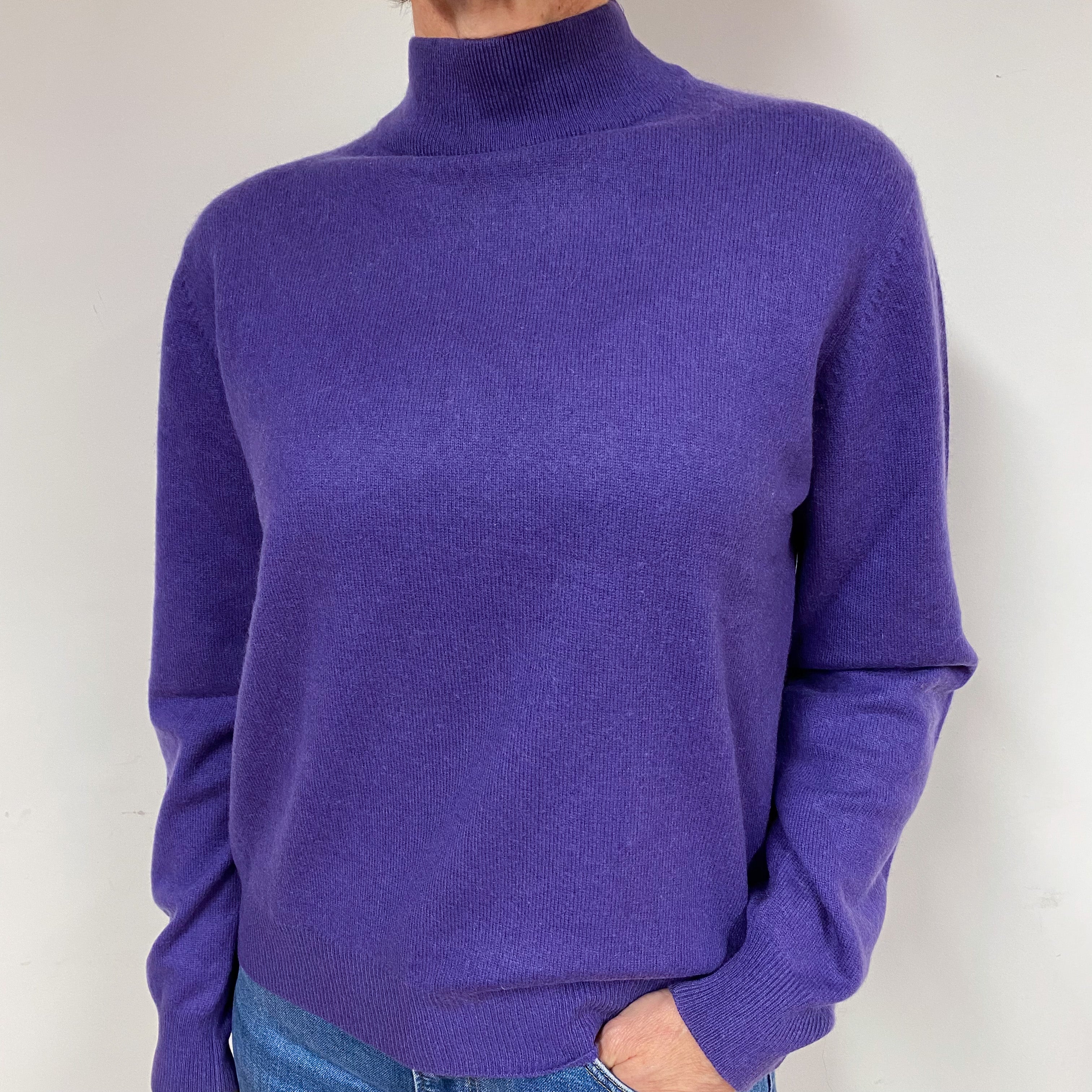 Pansy Purple Cashmere Turtle Neck Jumper Medium