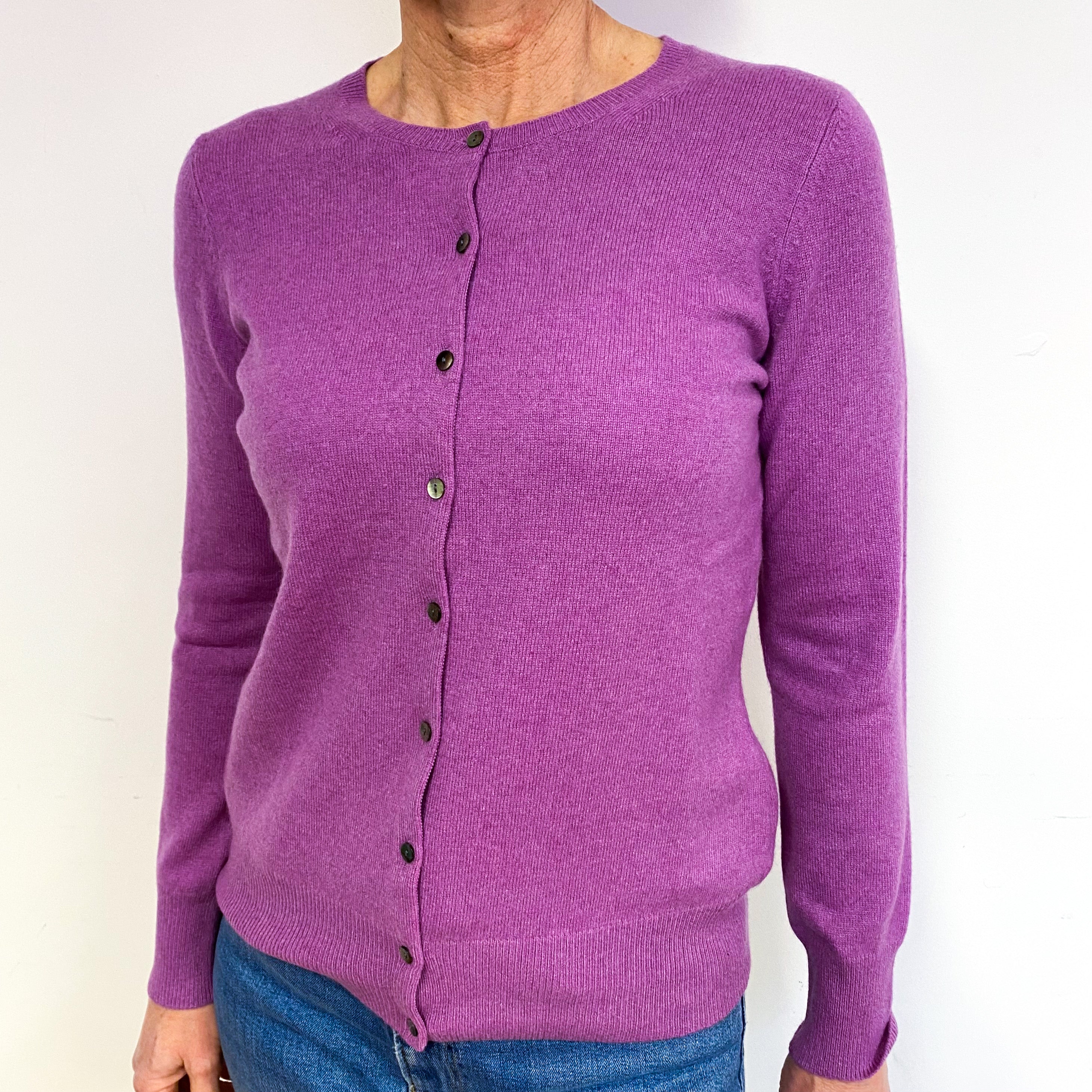 Unworn Loganberry Purple Cashmere Crew Neck Cardigan Medium