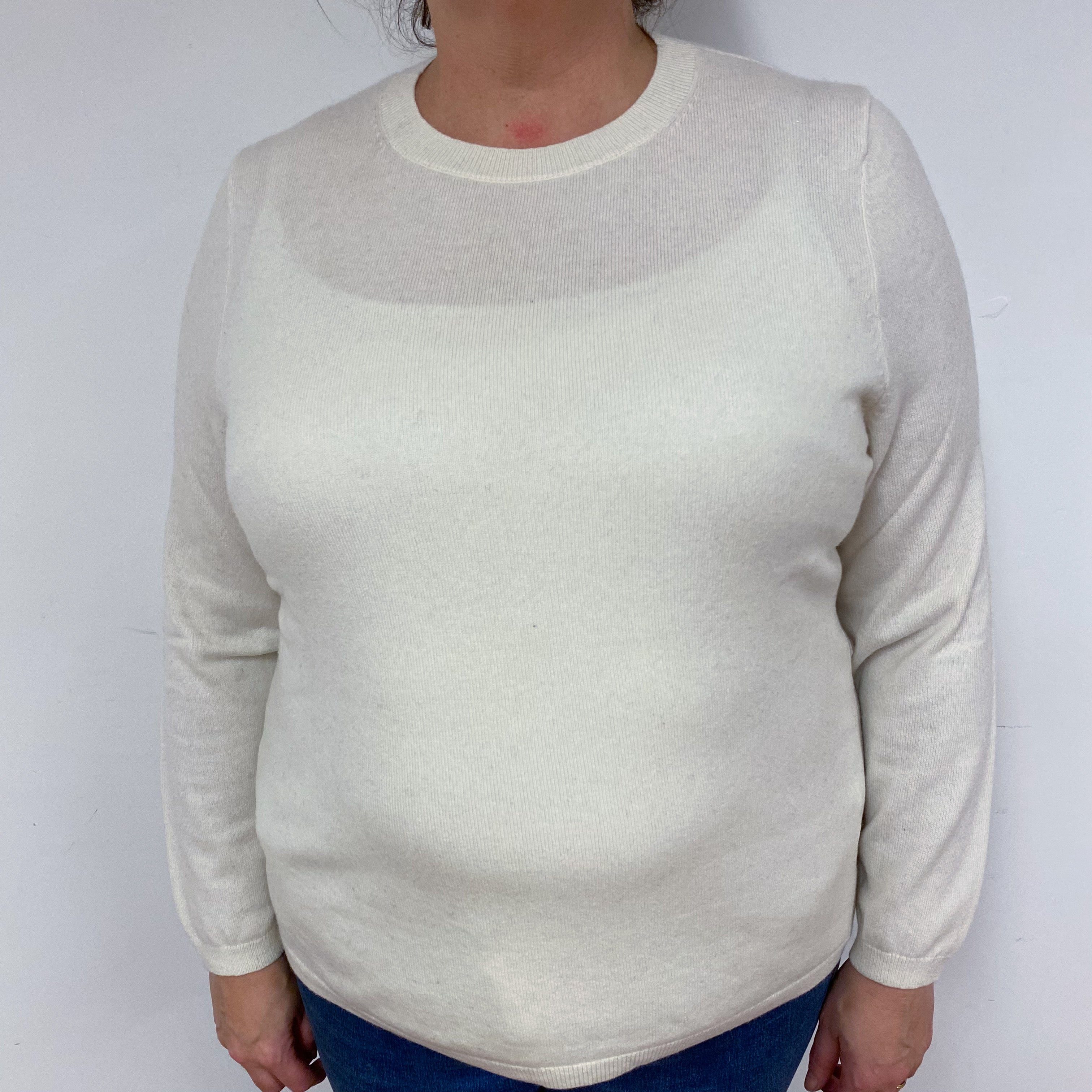 Winter White Cashmere Crew Neck Jumper Extra Large