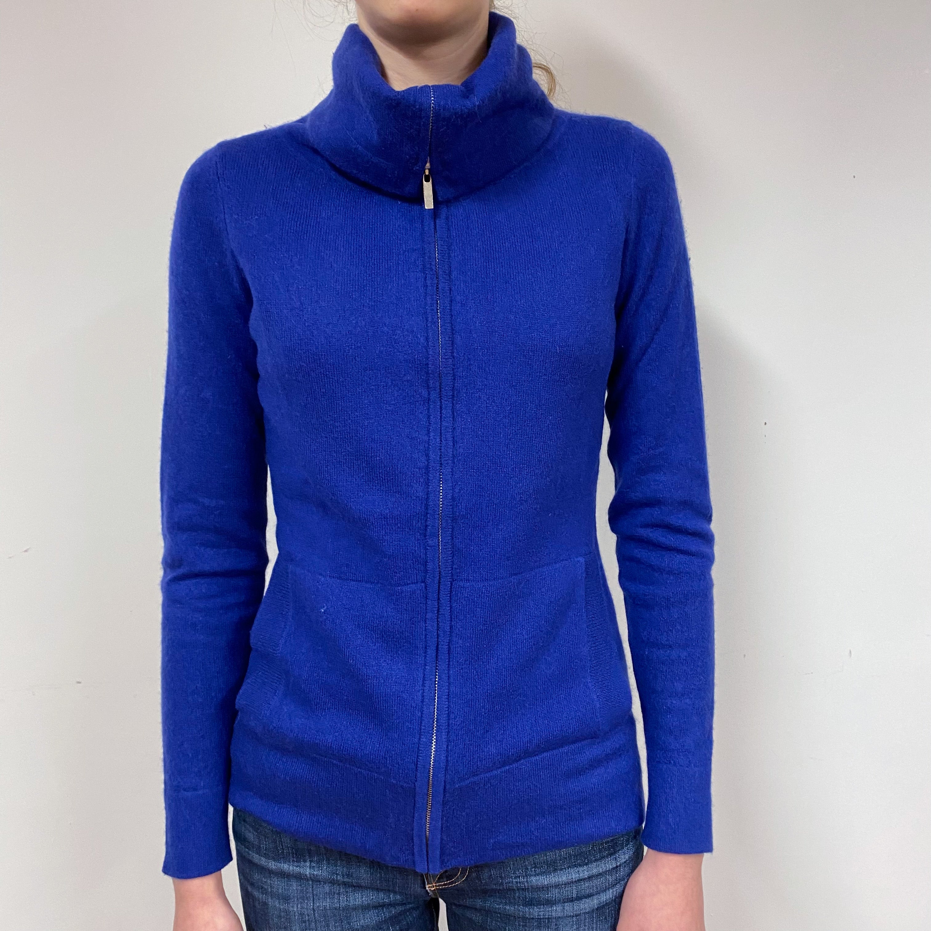 Indigo Blue Cashmere Zip Front Cardigan Extra Small