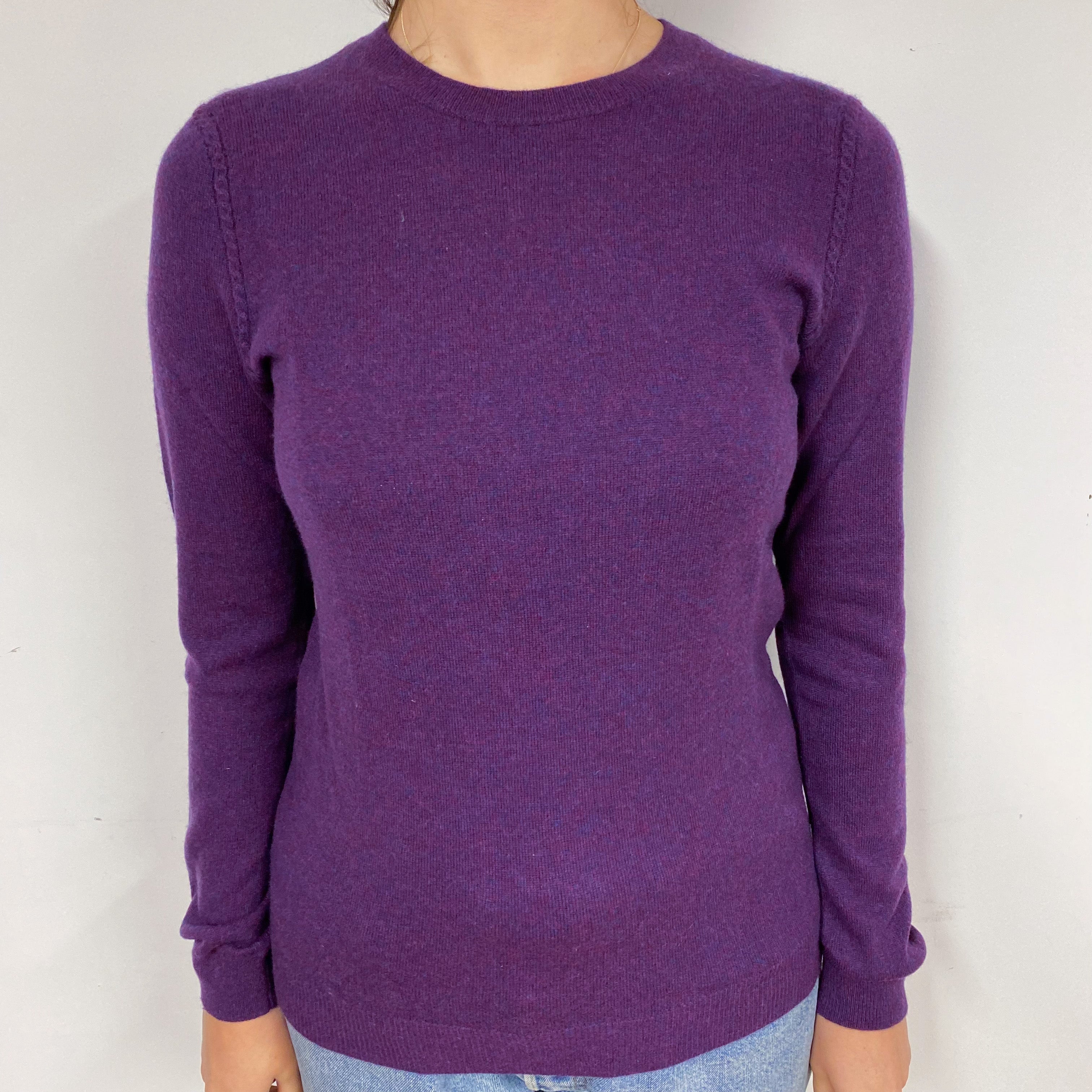 Iris Purple Marl Cashmere Crew Neck Jumper Small