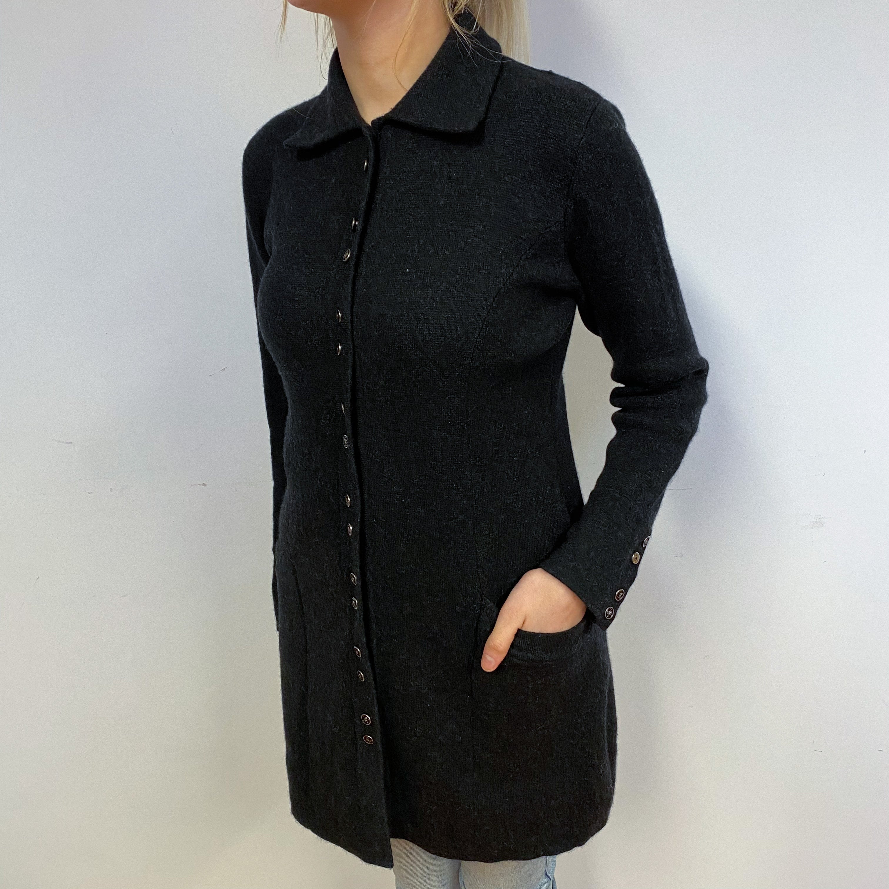 Charcoal Grey Cashmere Heavy Knit Jacket Small