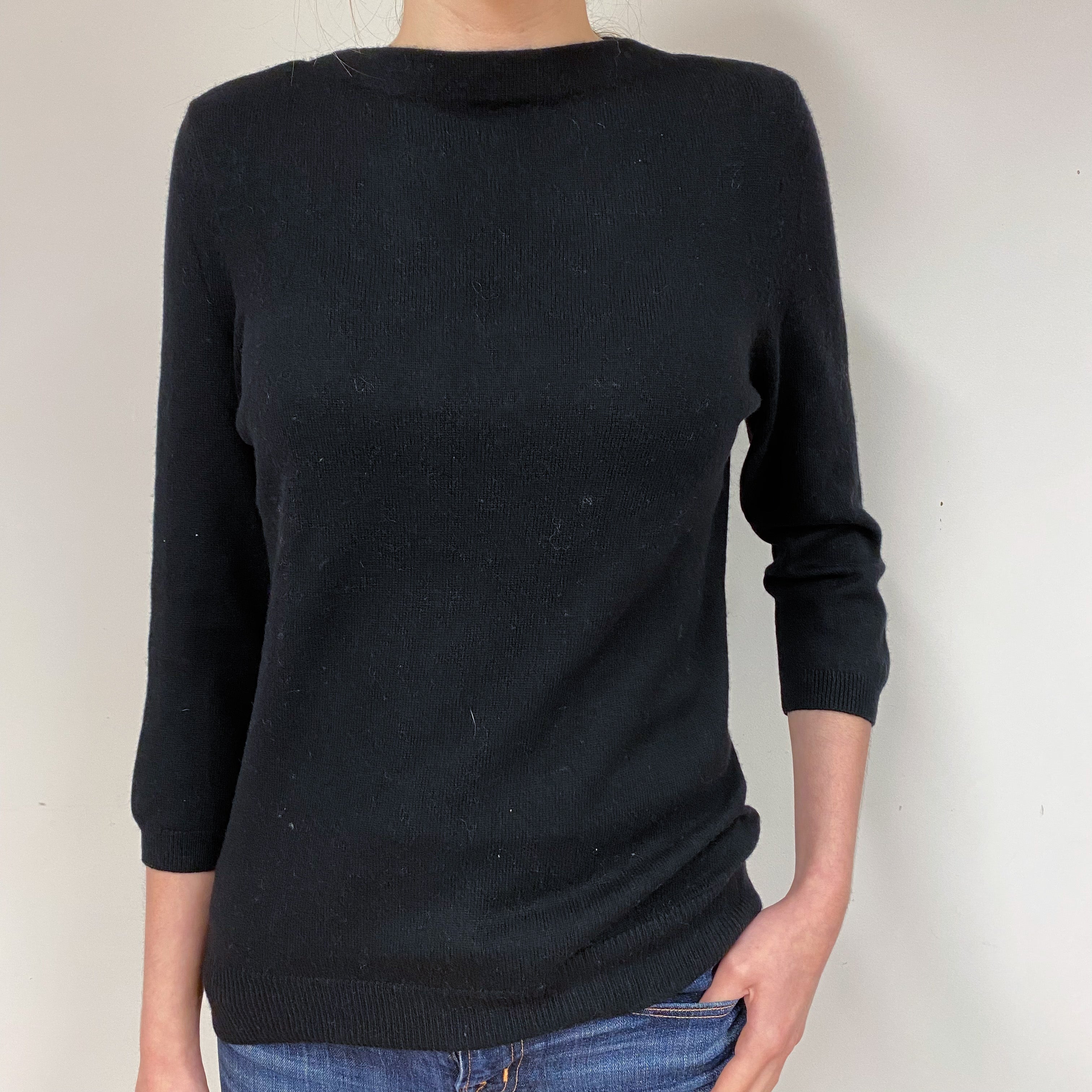 Black Cashmere Crew Neck Jumper Extra Small