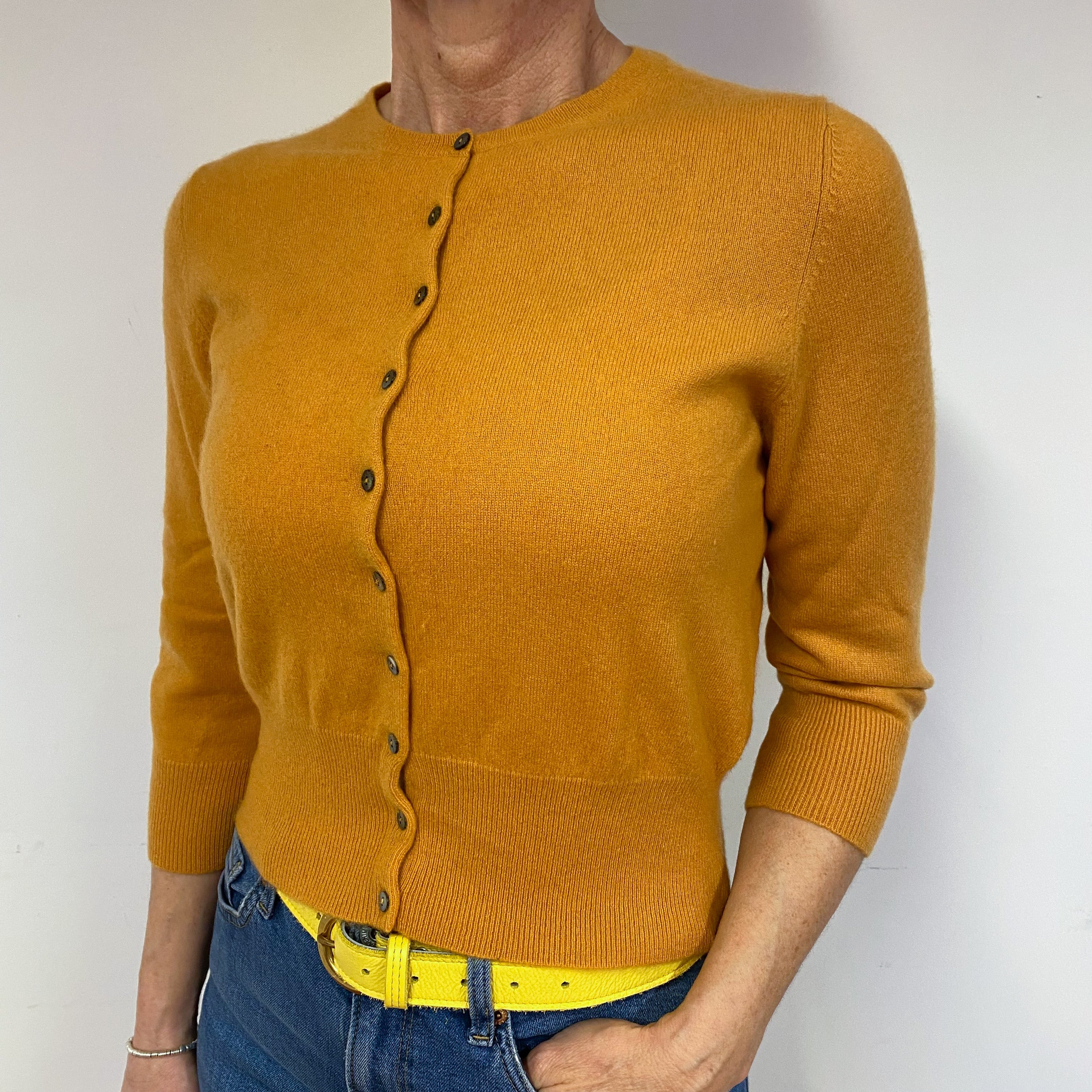 Marigold Orange Cashmere Cardigan Medium