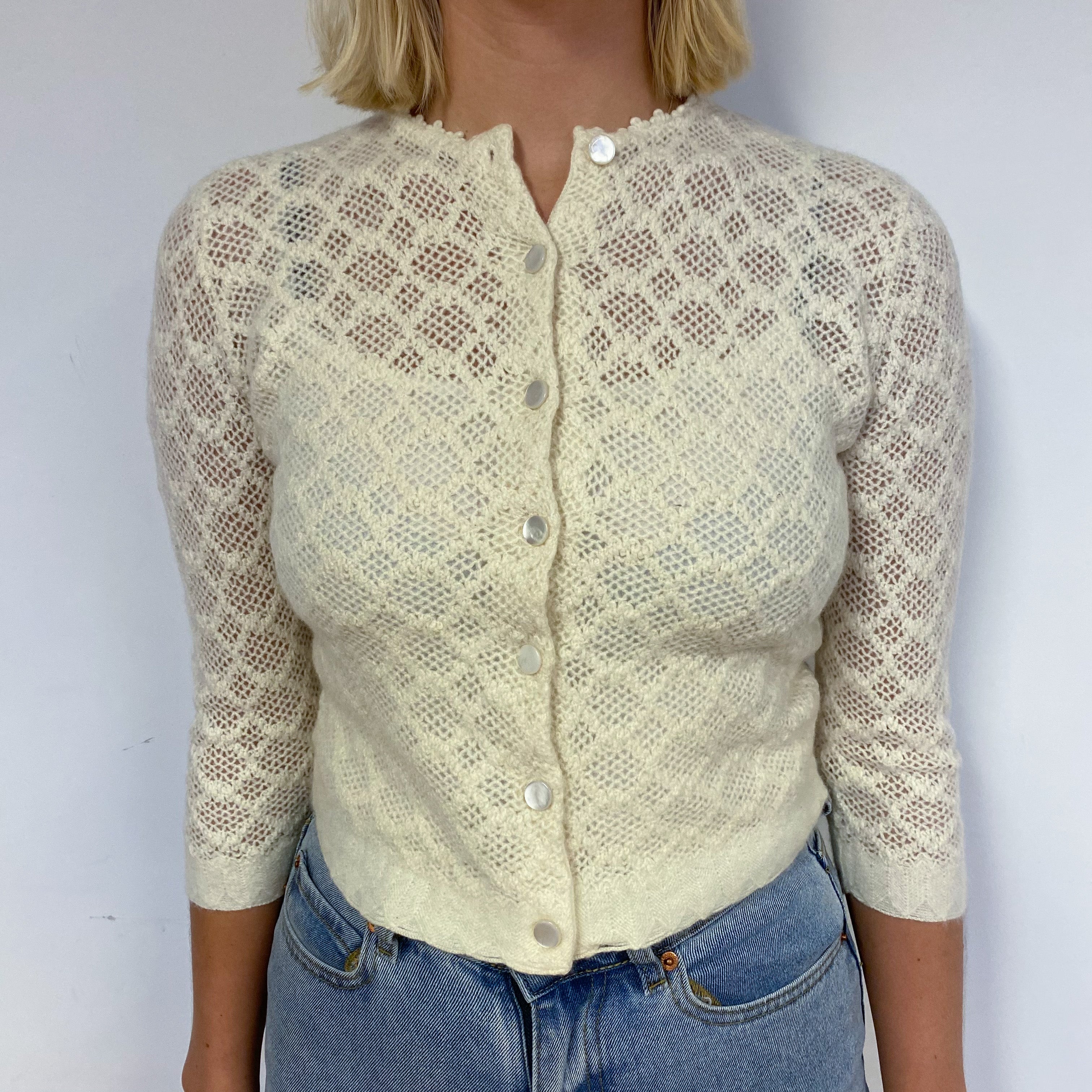 Vanilla Vintage Cashmere Lace Knit Cardigan