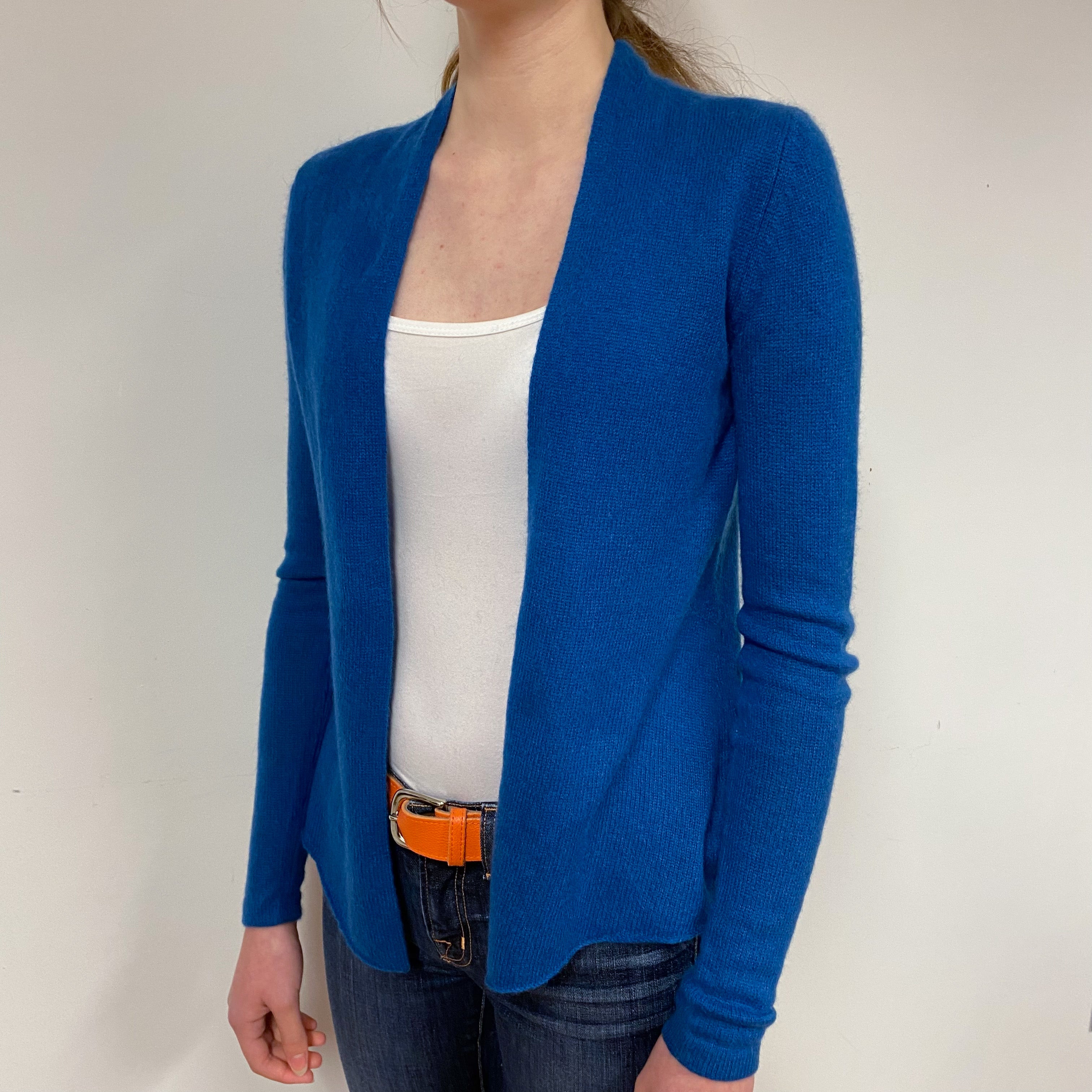 Petrol Blue Cashmere Edge to Edge Cardigan Extra Small