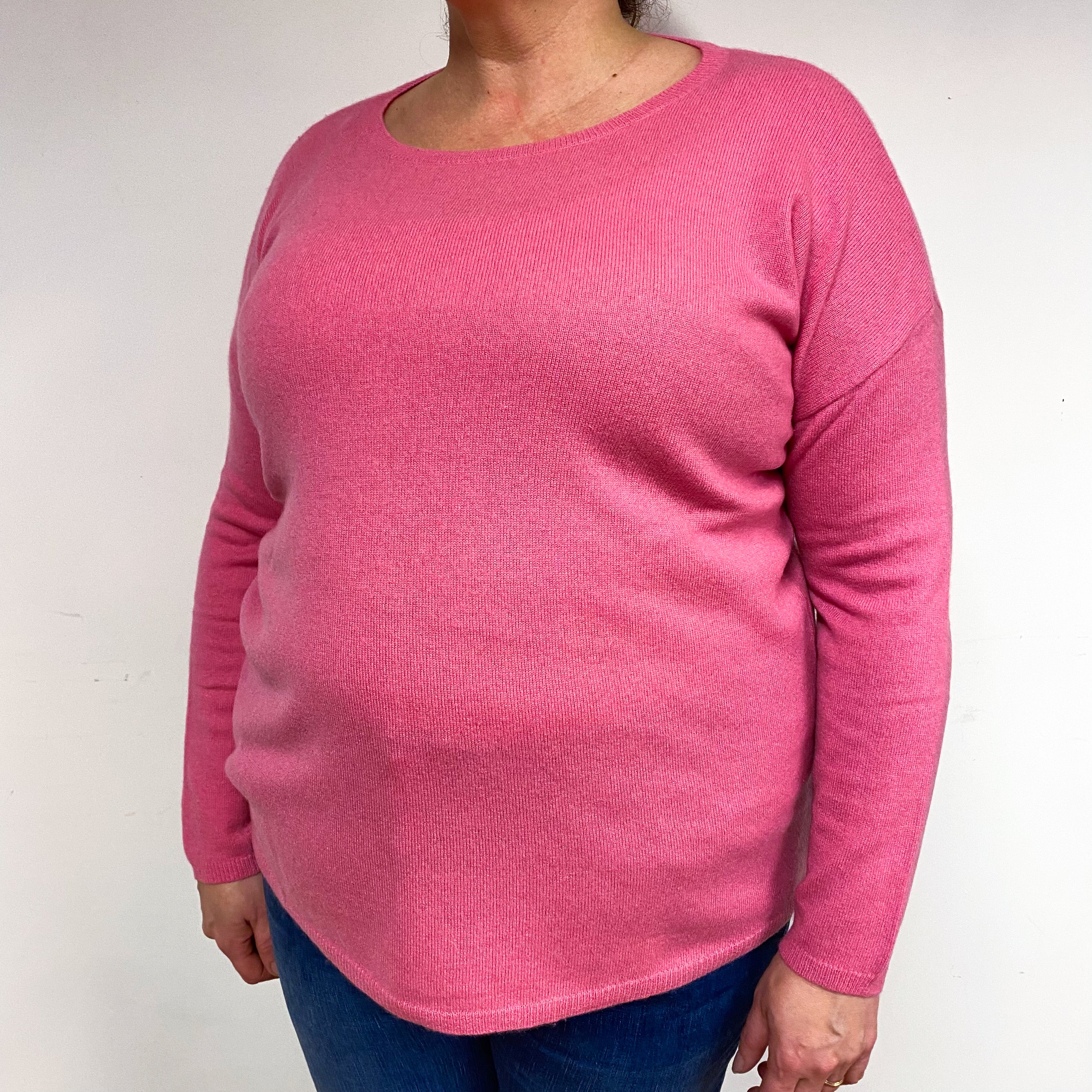 Watermelon Pink Cashmere Crew Neck Jumper Extra Large