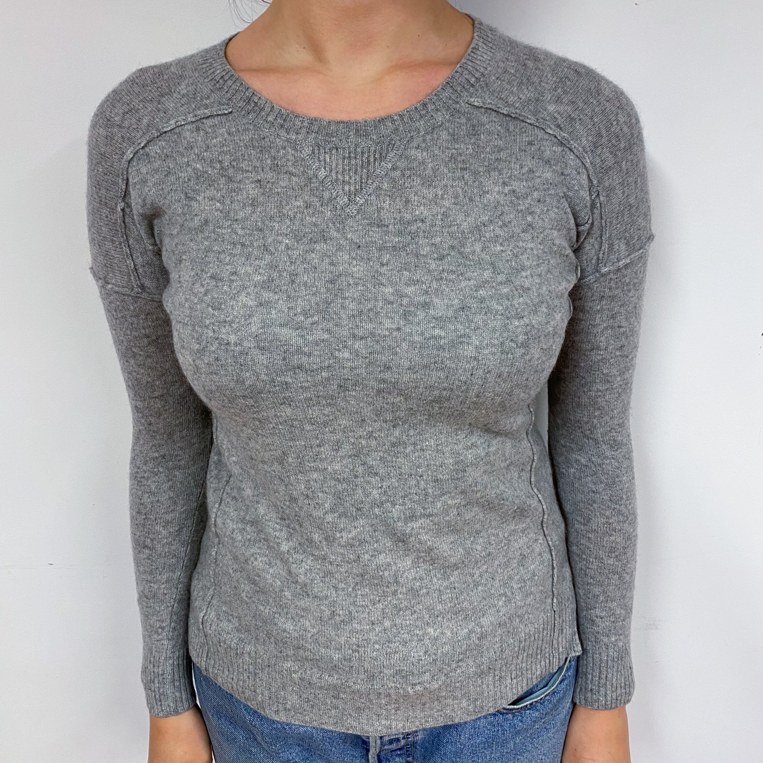 Ash Grey Cashmere Crew Neck Jumper Small