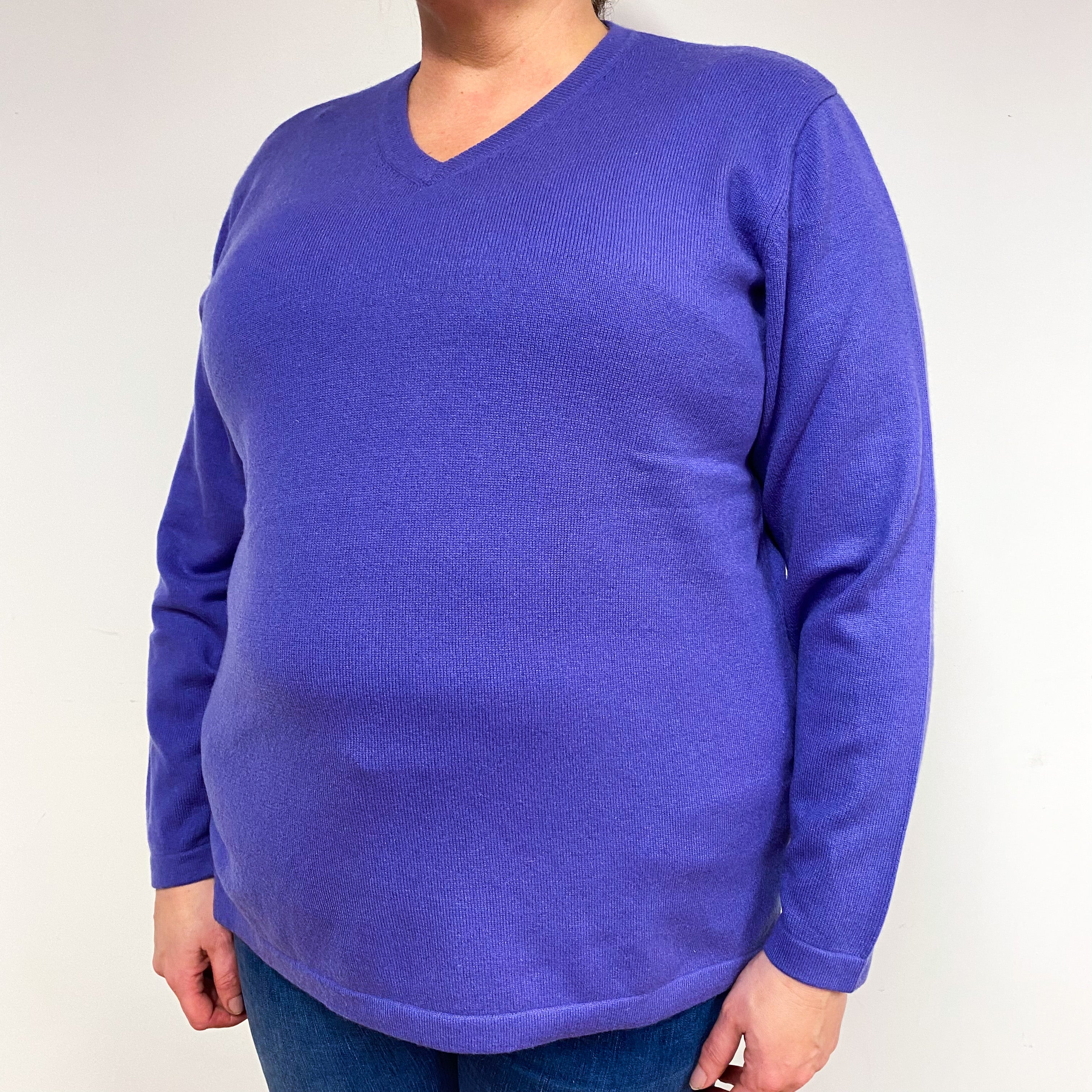 Iris Purple Cashmere V-Neck Jumper Extra Large