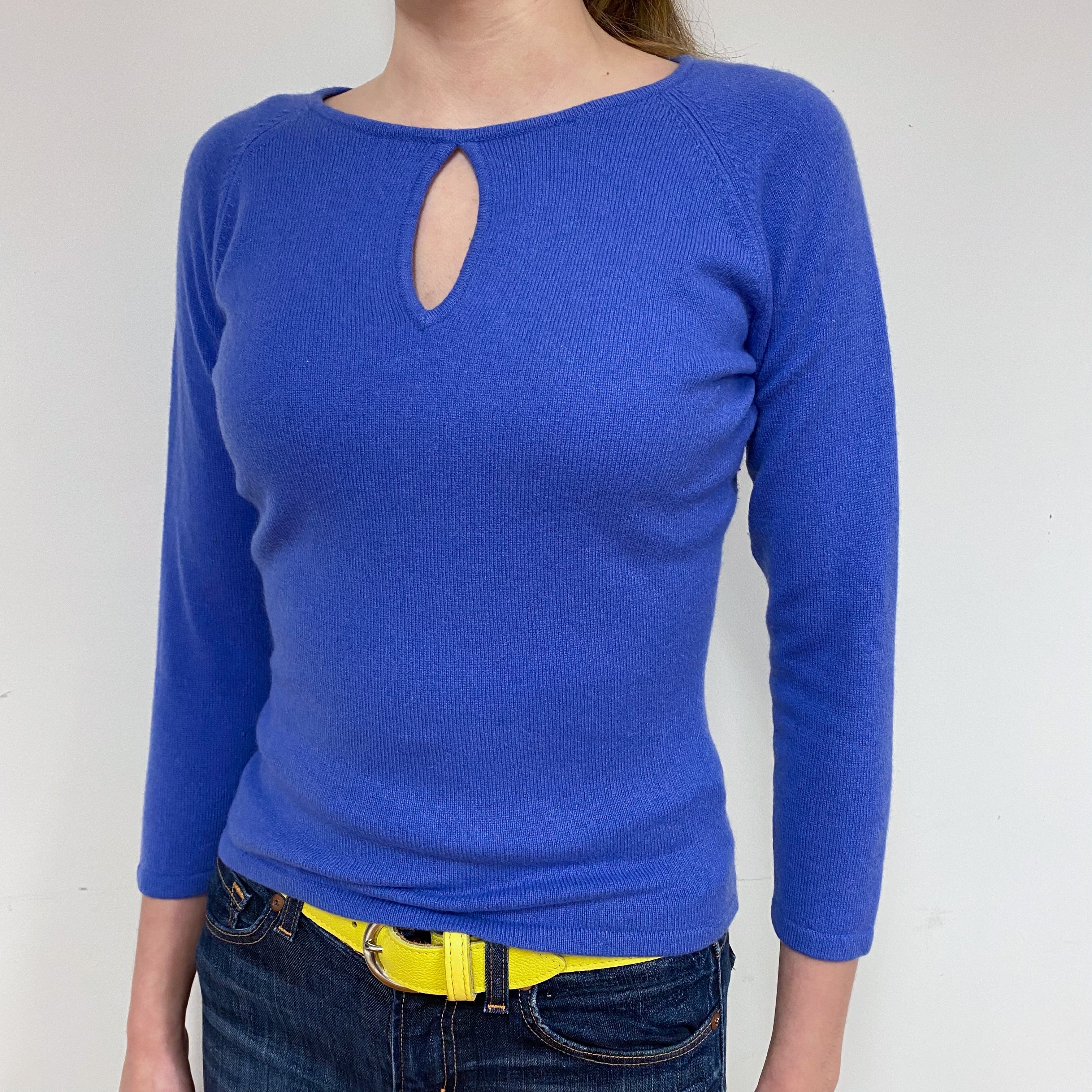 Cornflower Blue Cashmere Crew Neck Jumper Extra Small