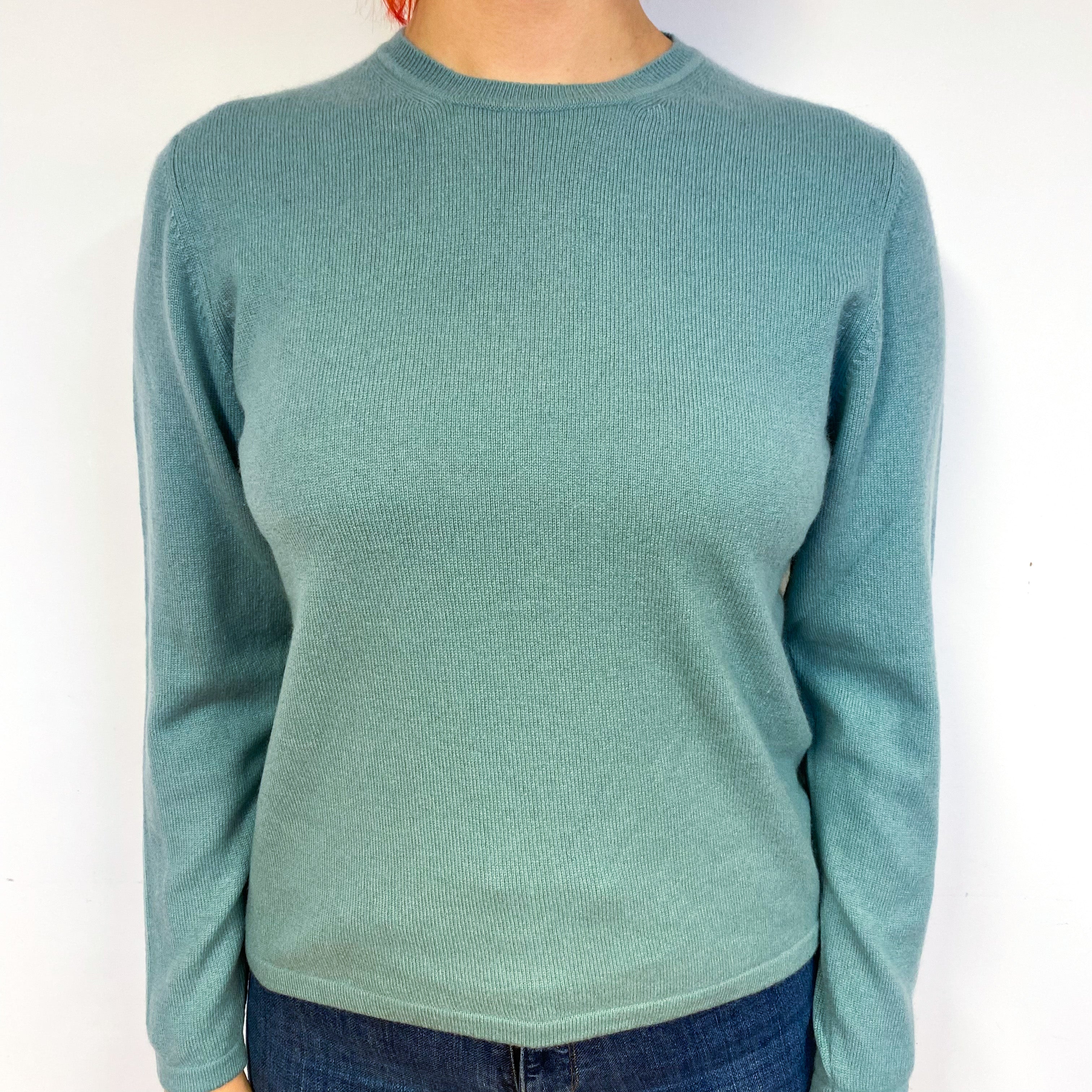 Duck Egg Green Cashmere Crew Neck Jumper Small