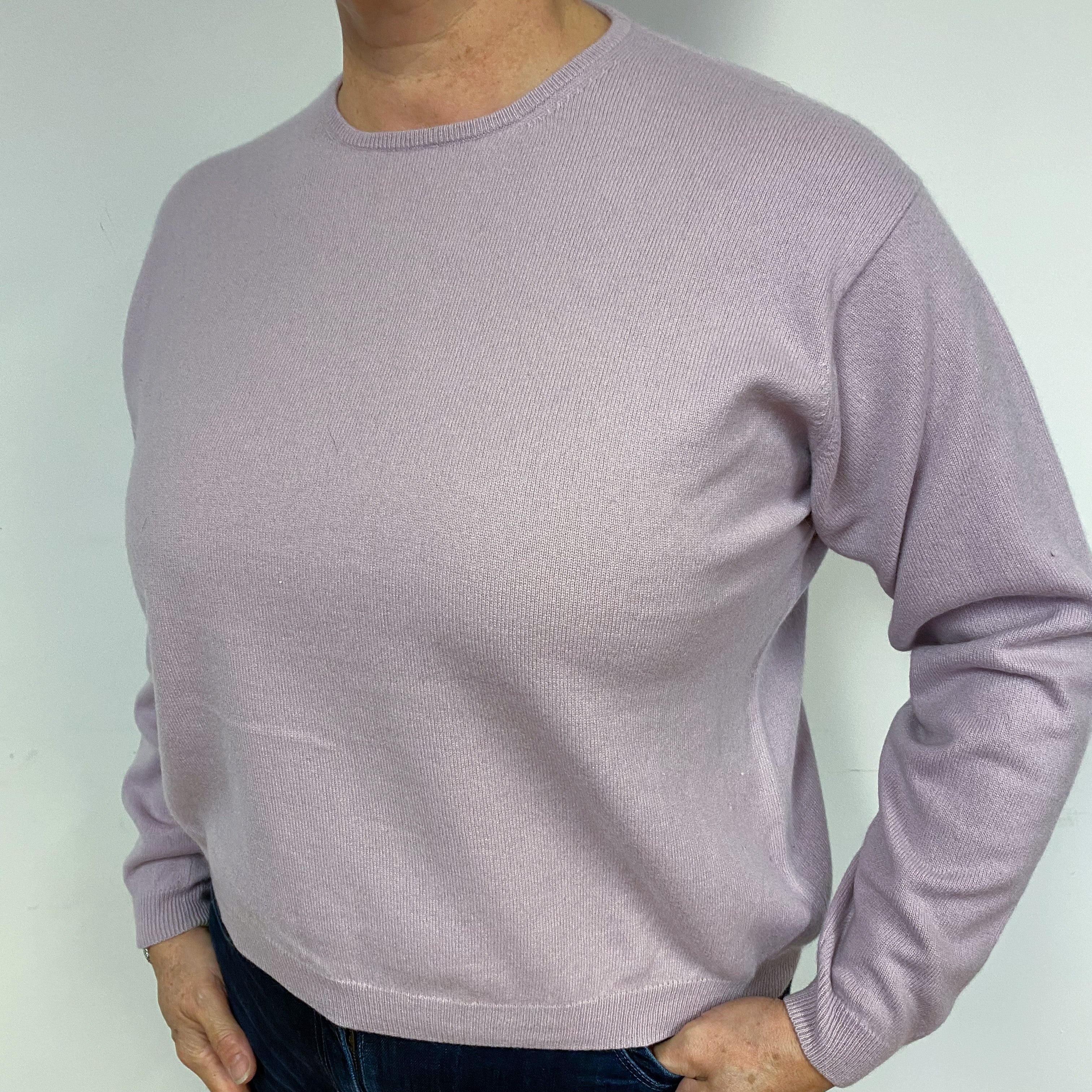 Pale Lilac Purple Cashmere Crew Neck Jumper Large