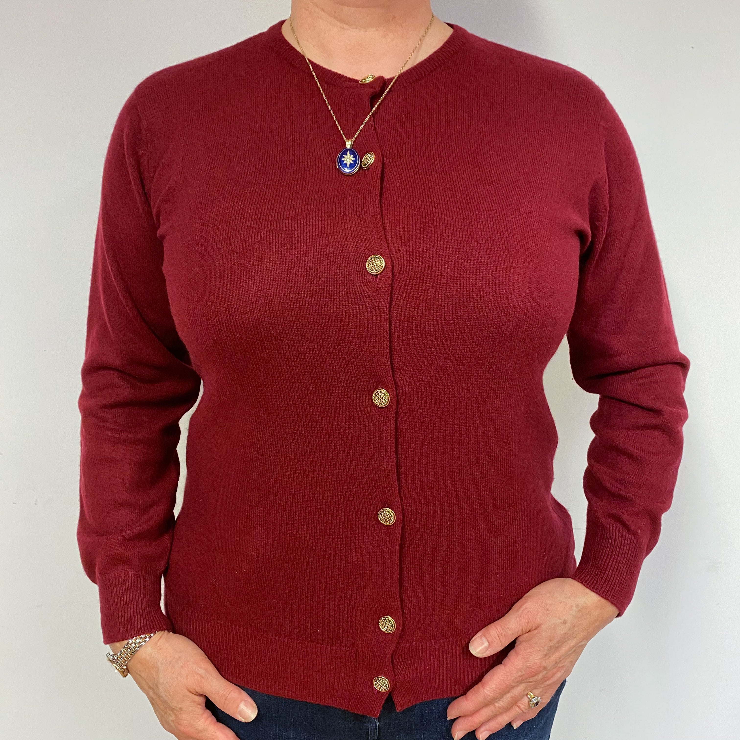 Wine Red Cashmere Cardigan Large