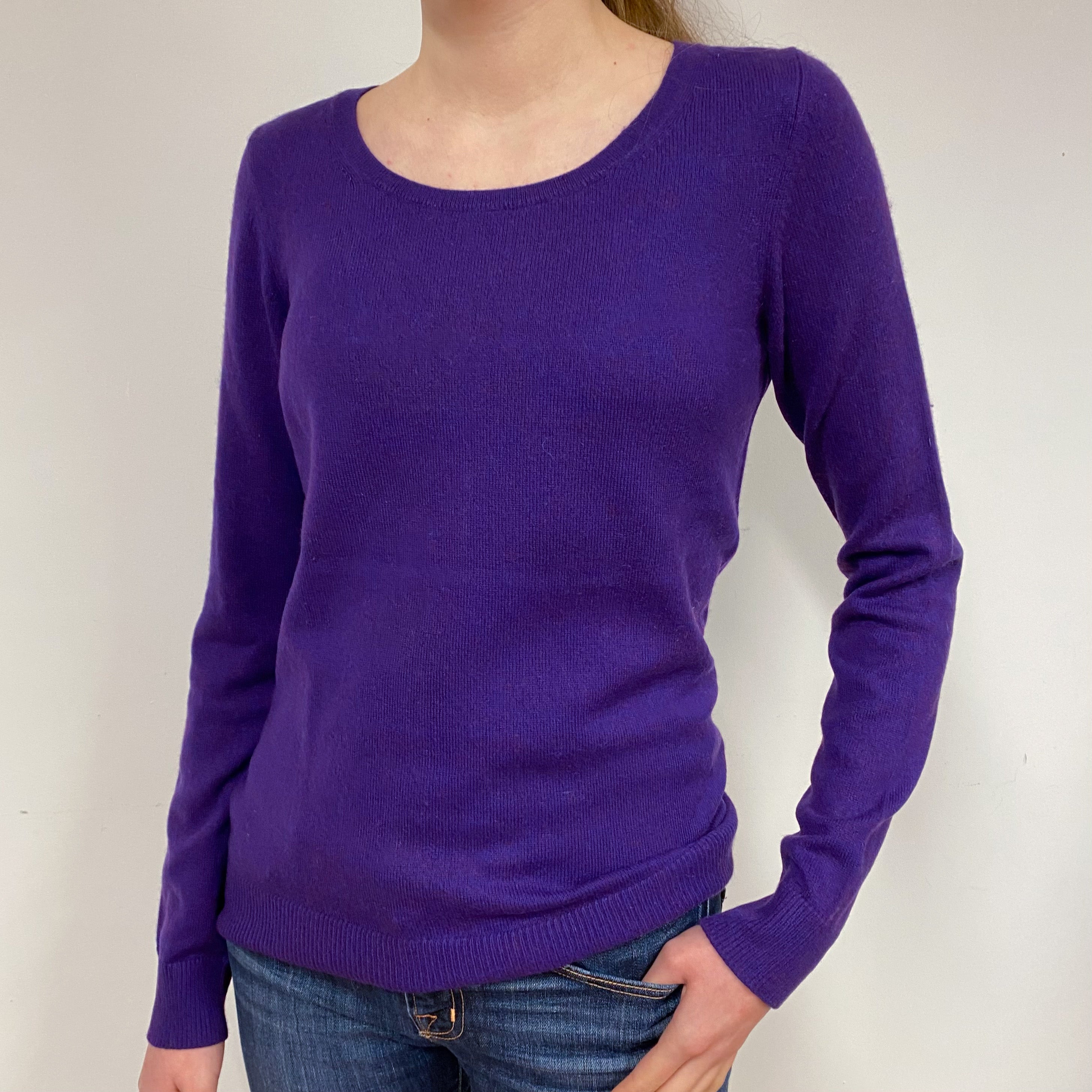 Iris Purple Cashmere Crew Neck Jumper Extra Small