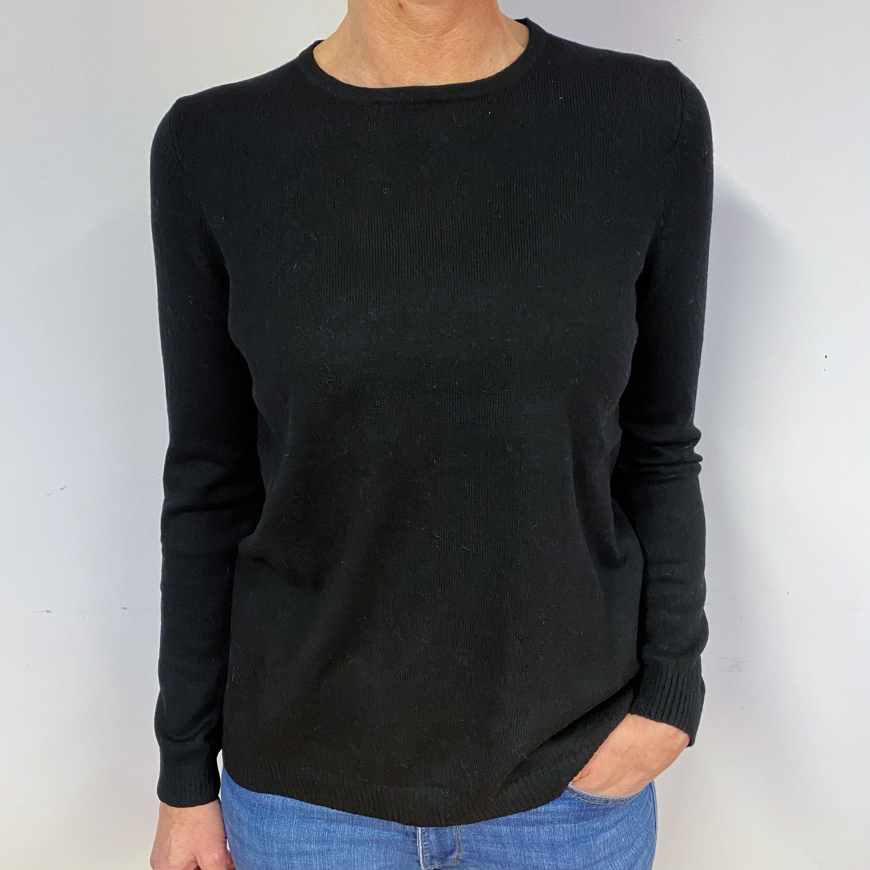 Black Cashmere Crew Neck Jumper Medium