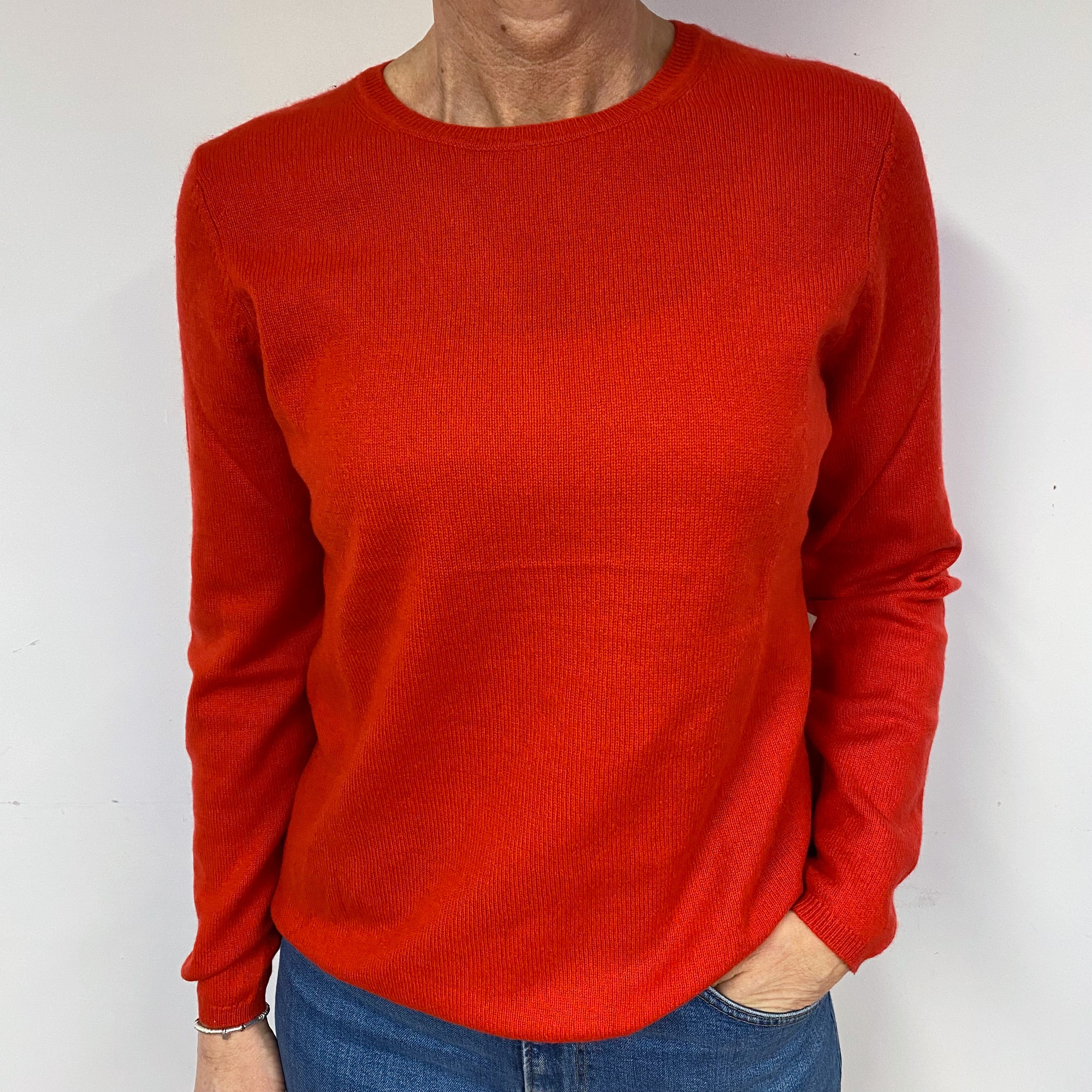 Sunset Orange Cashmere Crew Neck Jumper Medium