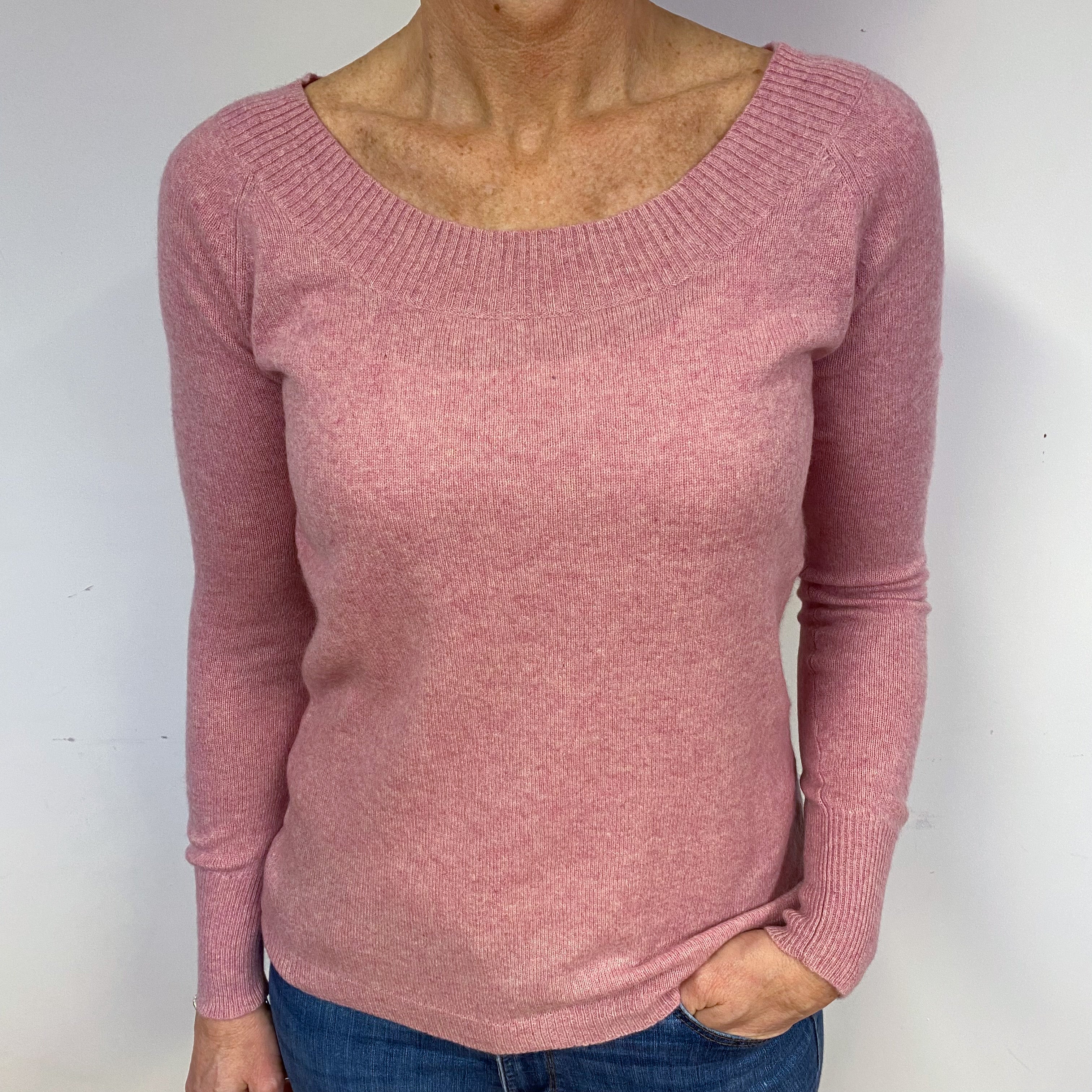 Blush Pink Cashmere Crew Neck Jumper Medium