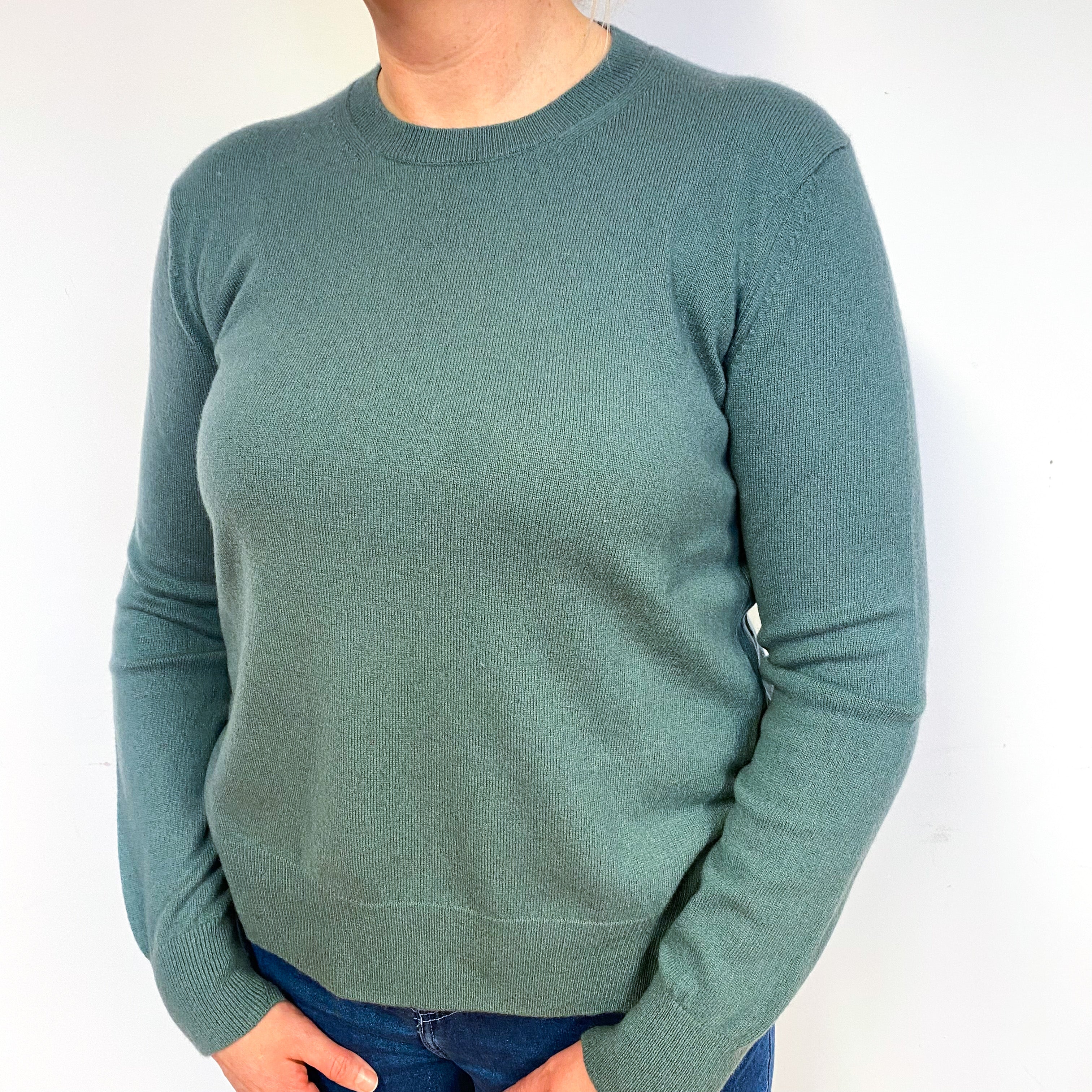 Vince Muted Green Cashmere Crew Neck Jumper Large