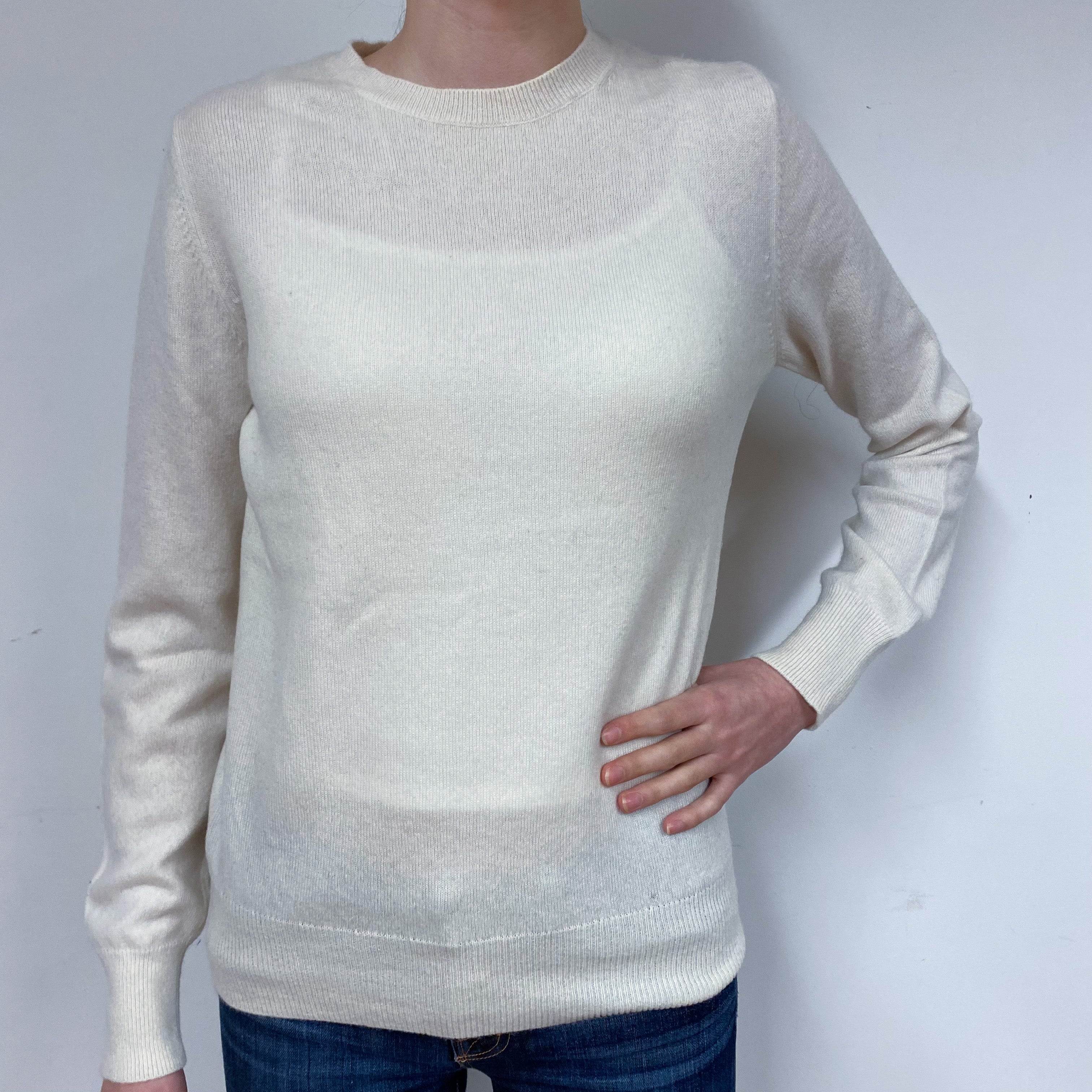 Winter White Cashmere Crew Neck Jumper Extra Small