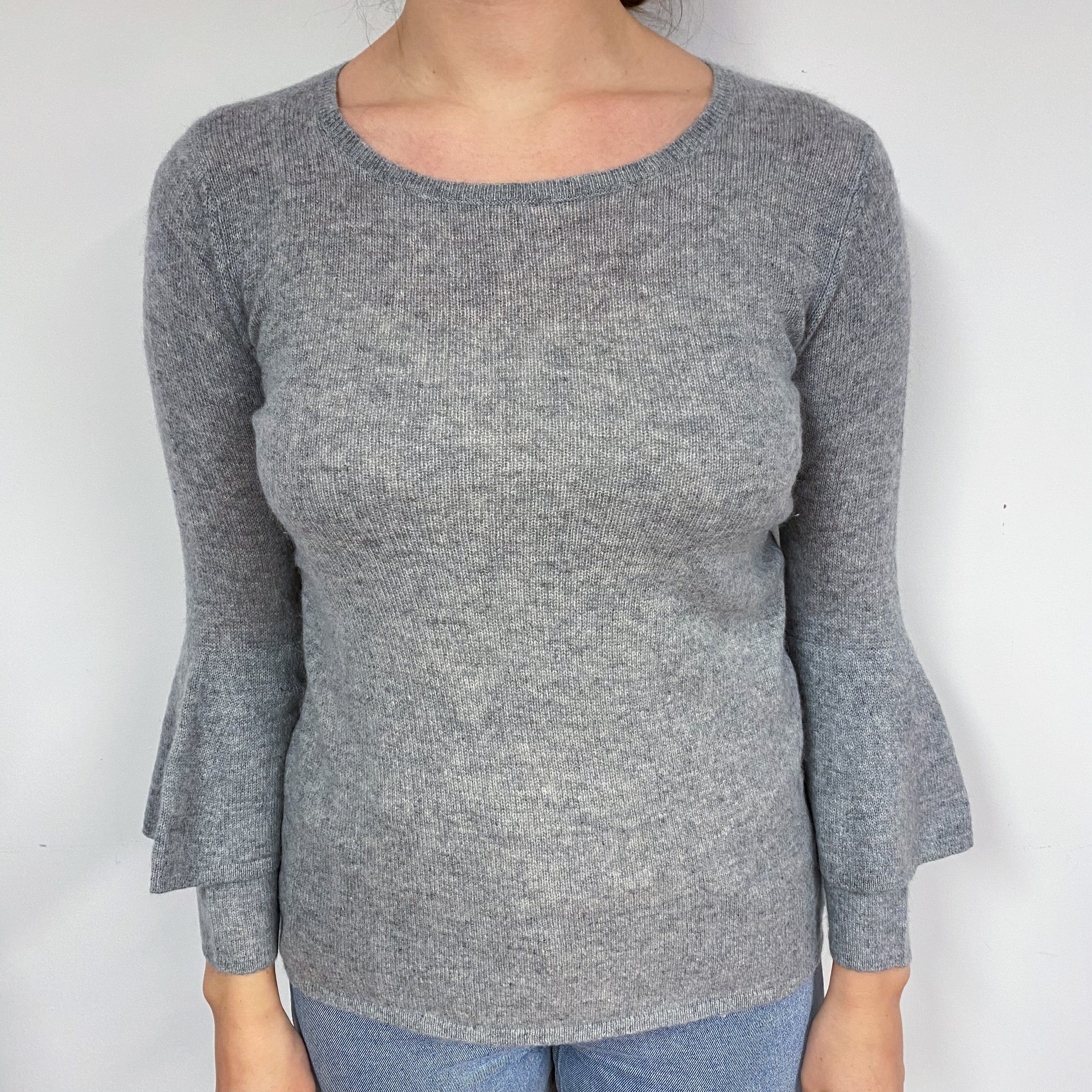 N Peal Ash Grey Cashmere Crew Neck Jumper Small