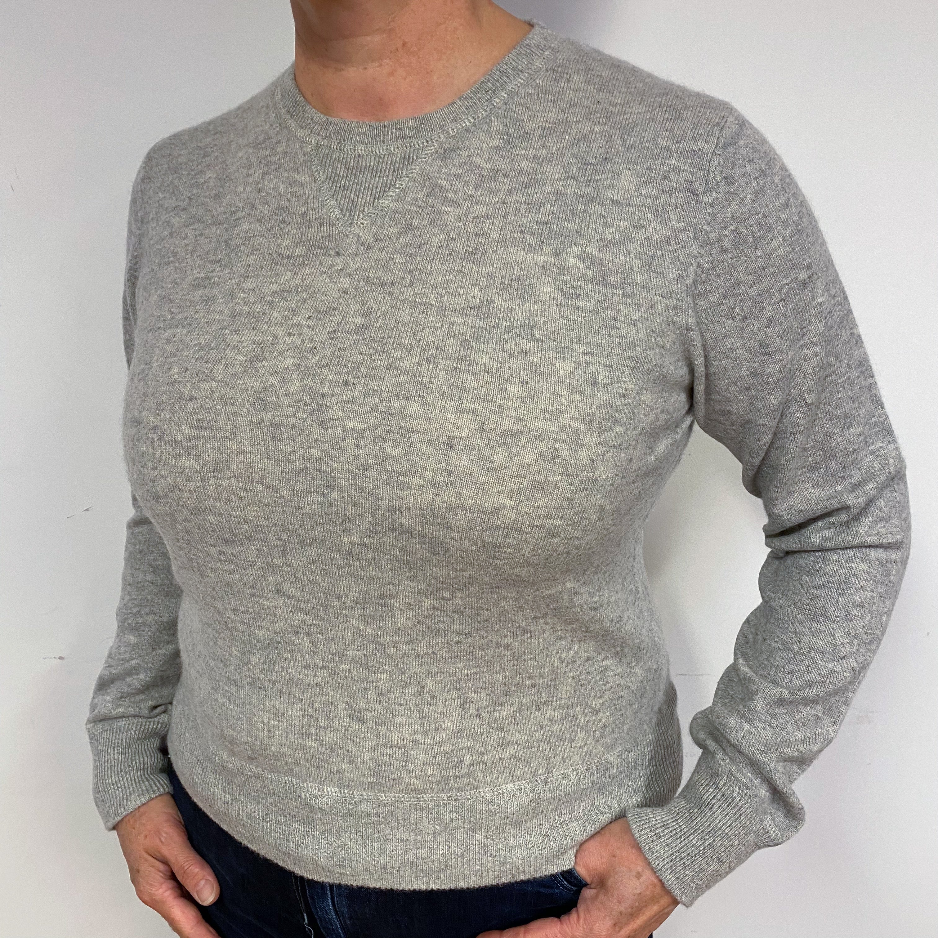 Smoke Grey Cashmere Crew Neck Jumper Large