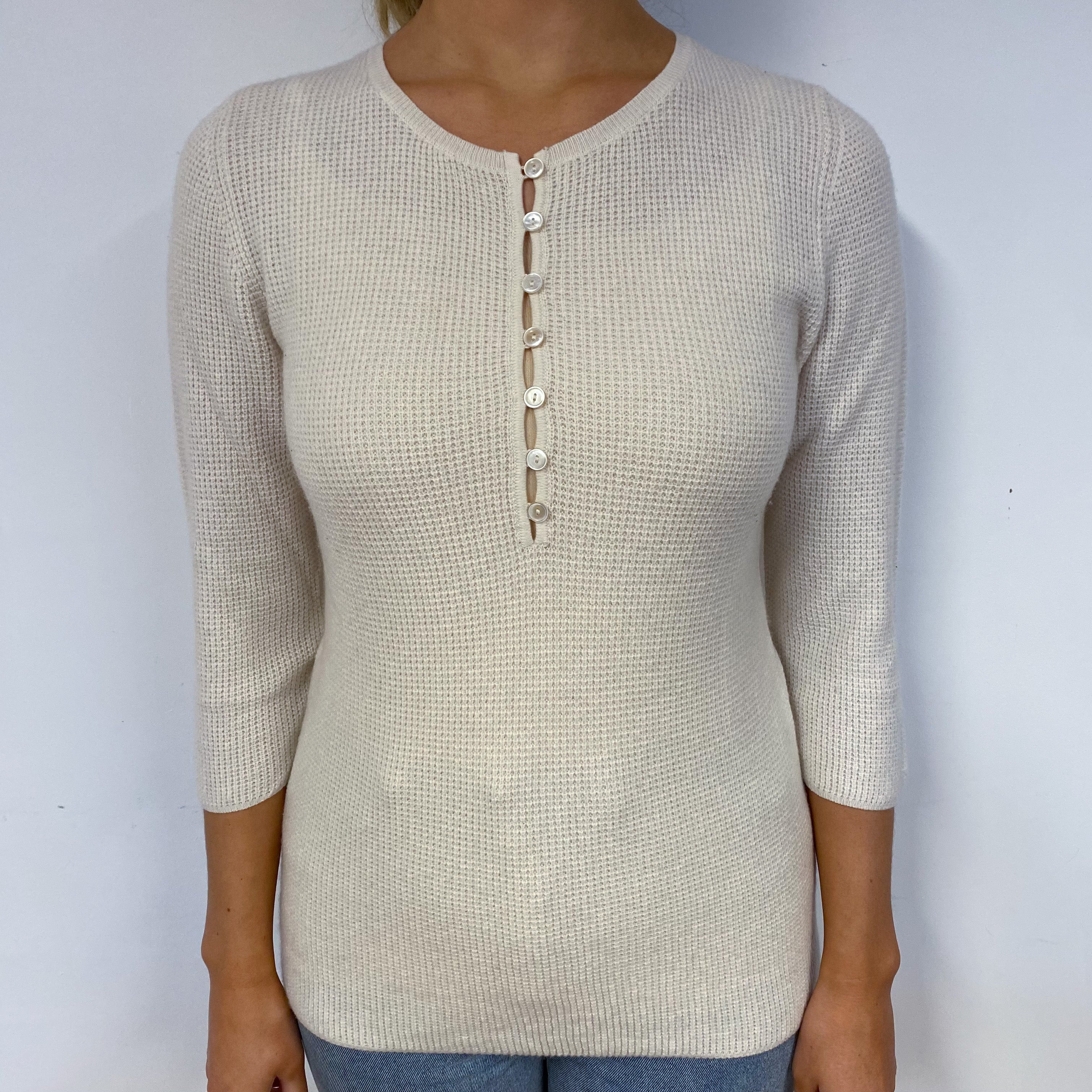 Vanilla Cream Cashmere Crew Neck Jumper Small