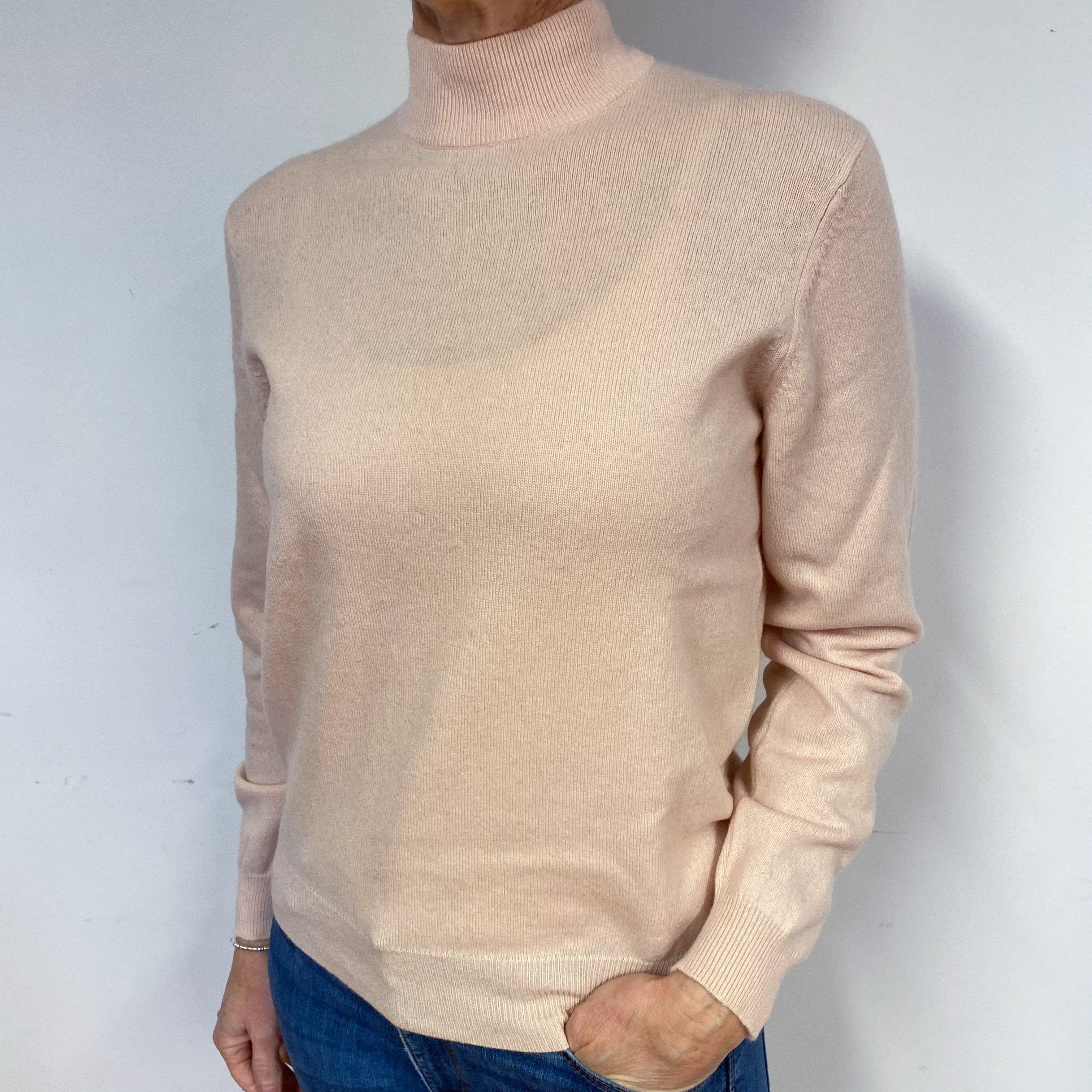 Shell Pink Cashmere Turtle Neck Jumper Medium