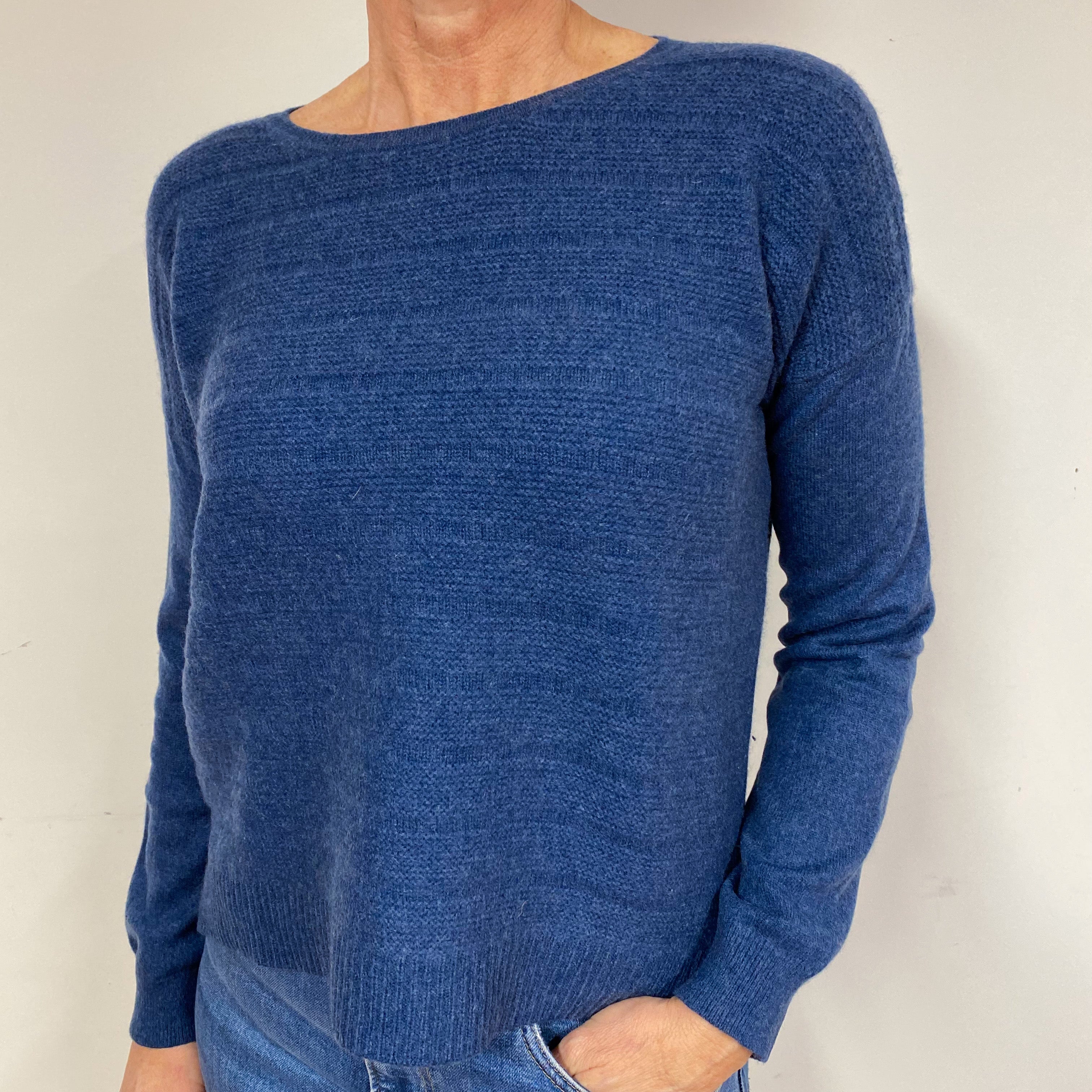 Denim Blue Cashmere Crew Neck Jumper Medium