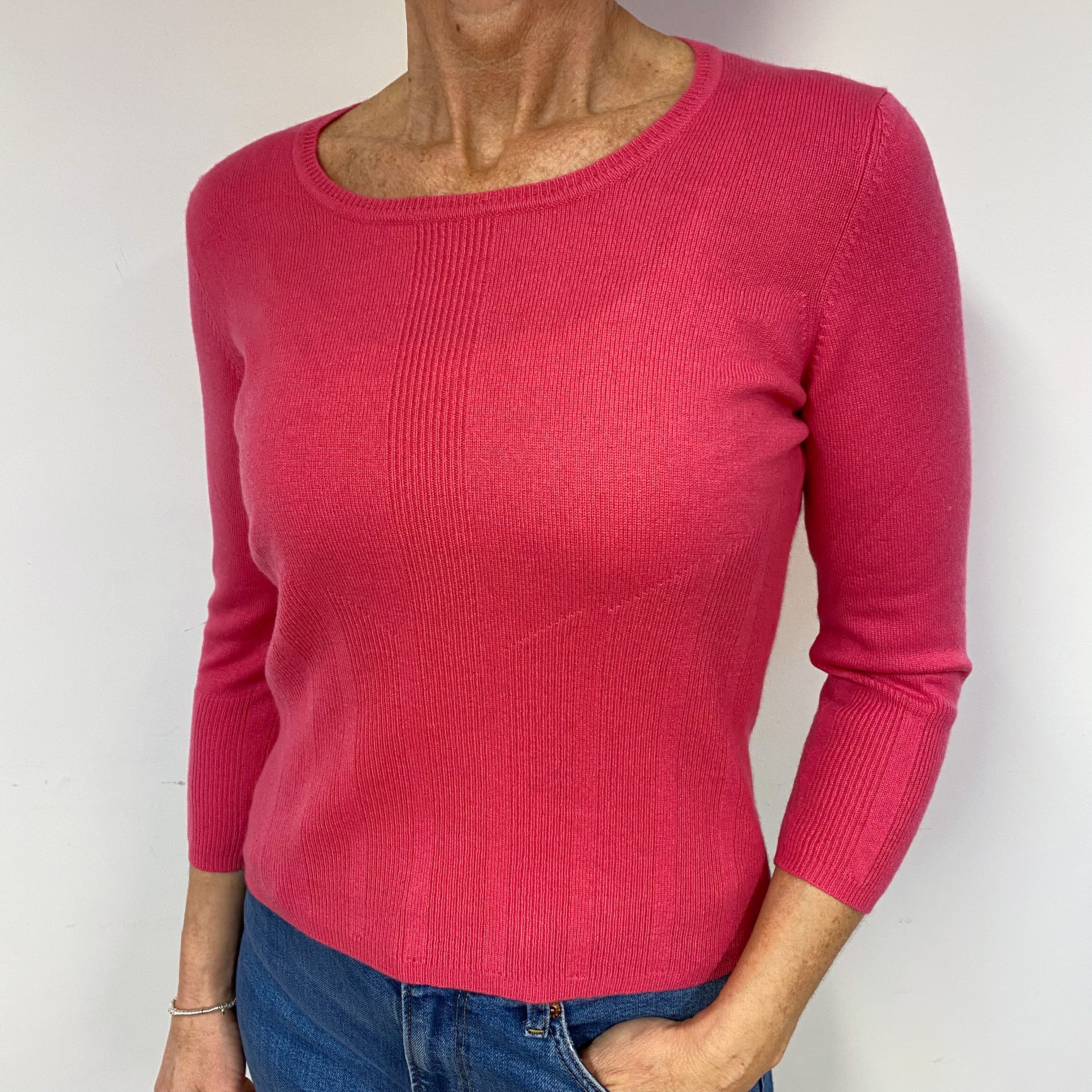 Lupin Pink Cashmere Scoop Neck Jumper Medium