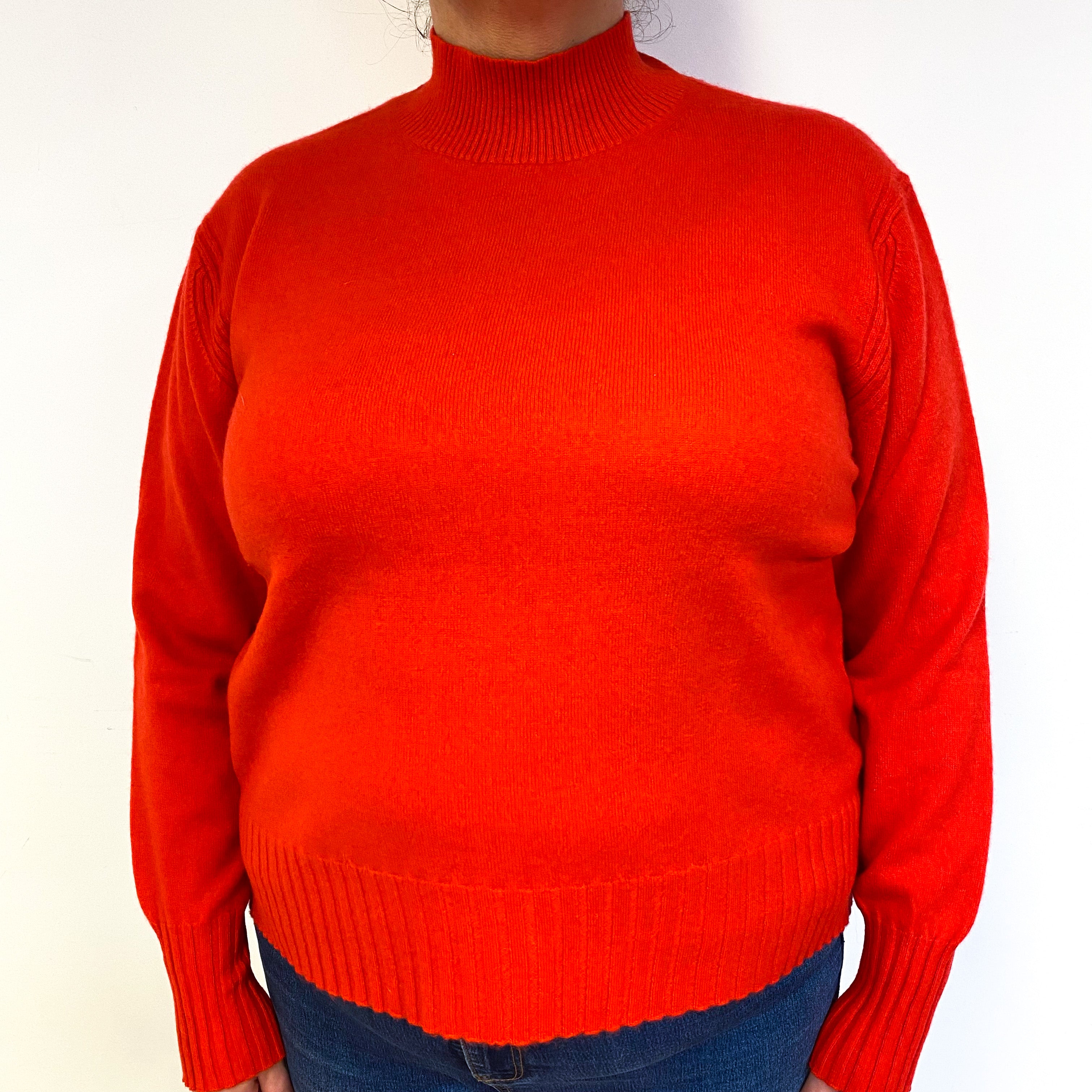 Vermillion Orange Cashmere Turtle Neck Jumper Extra Extra Large