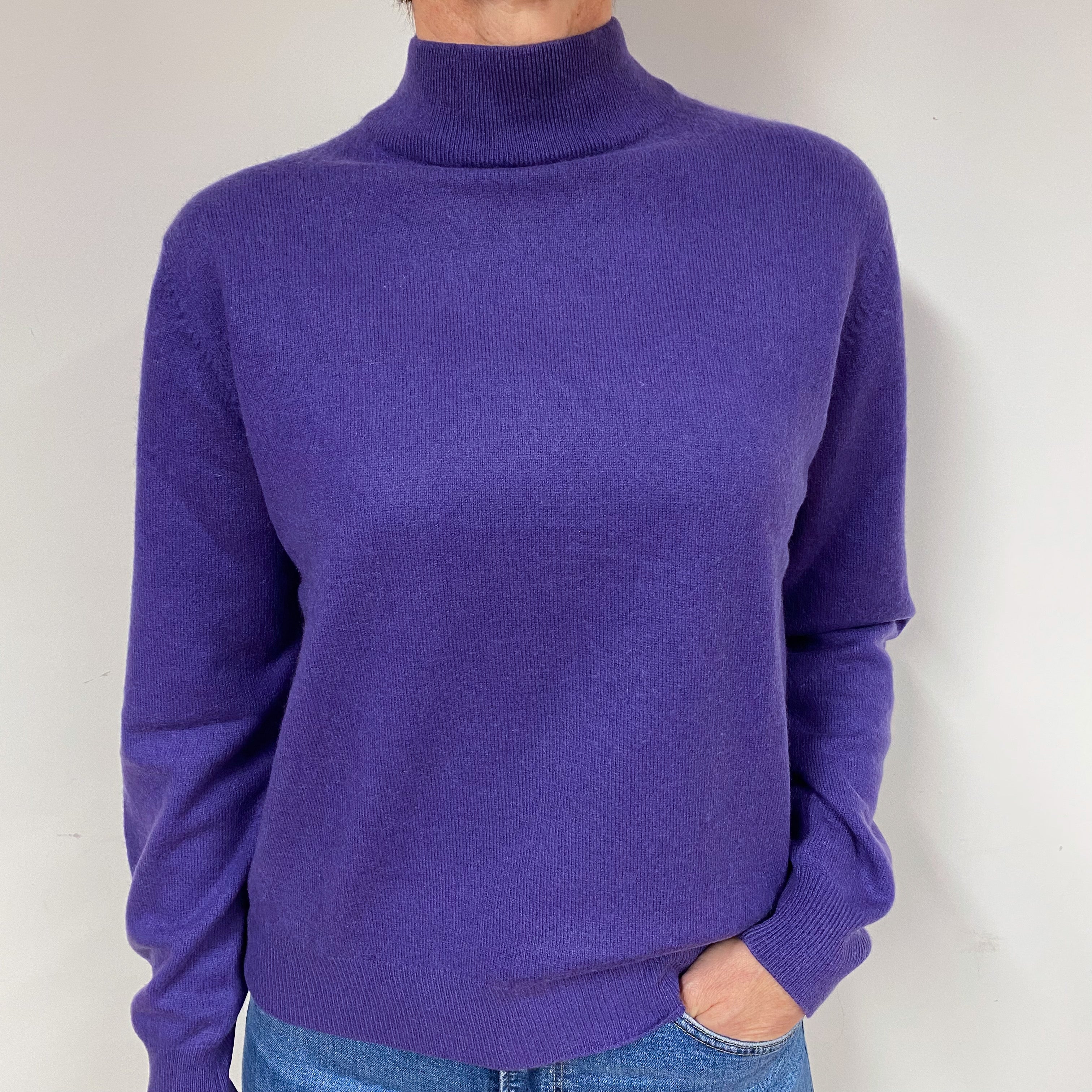 Pansy Purple Cashmere Turtle Neck Jumper Medium