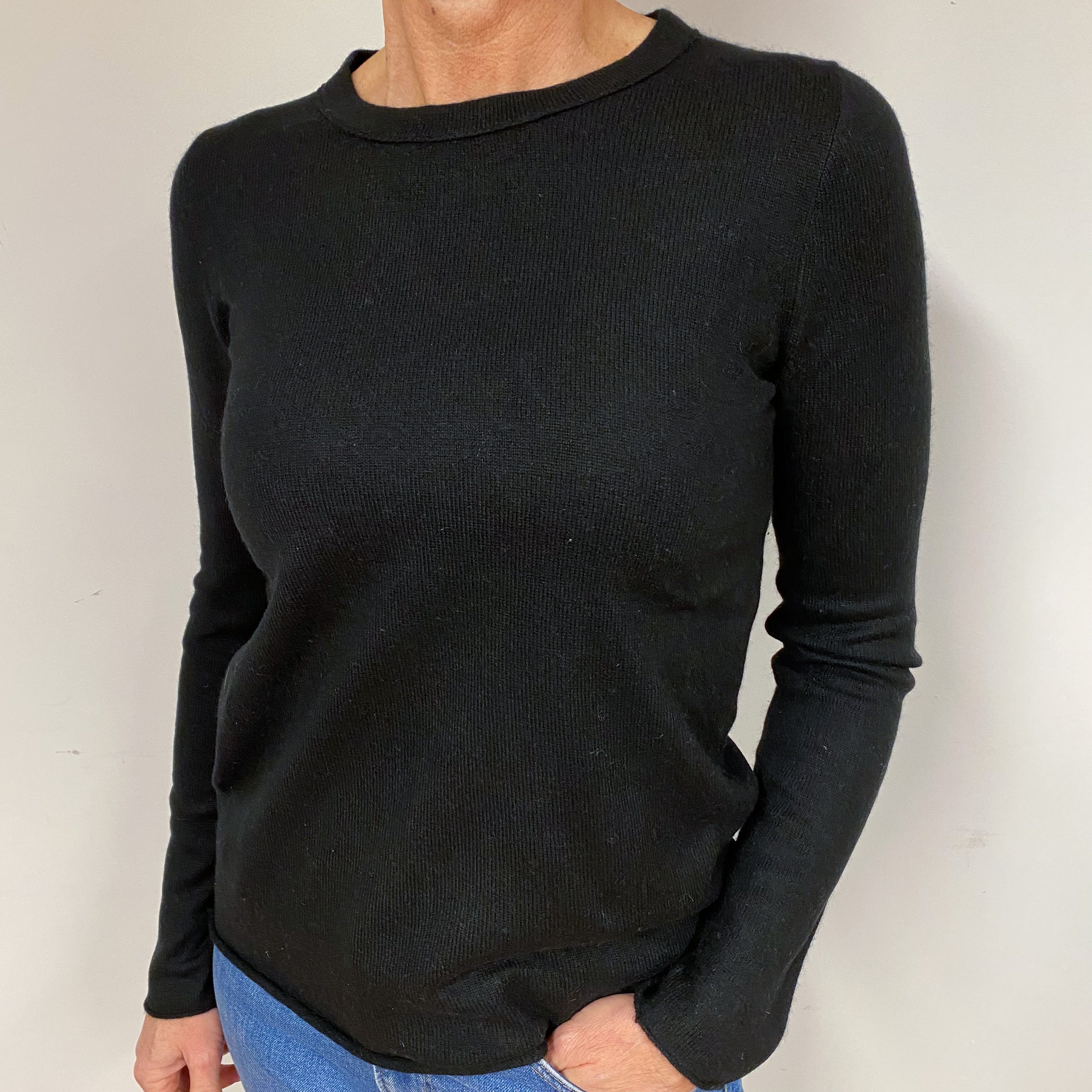 Black Cashmere Crew Neck Jumper Medium