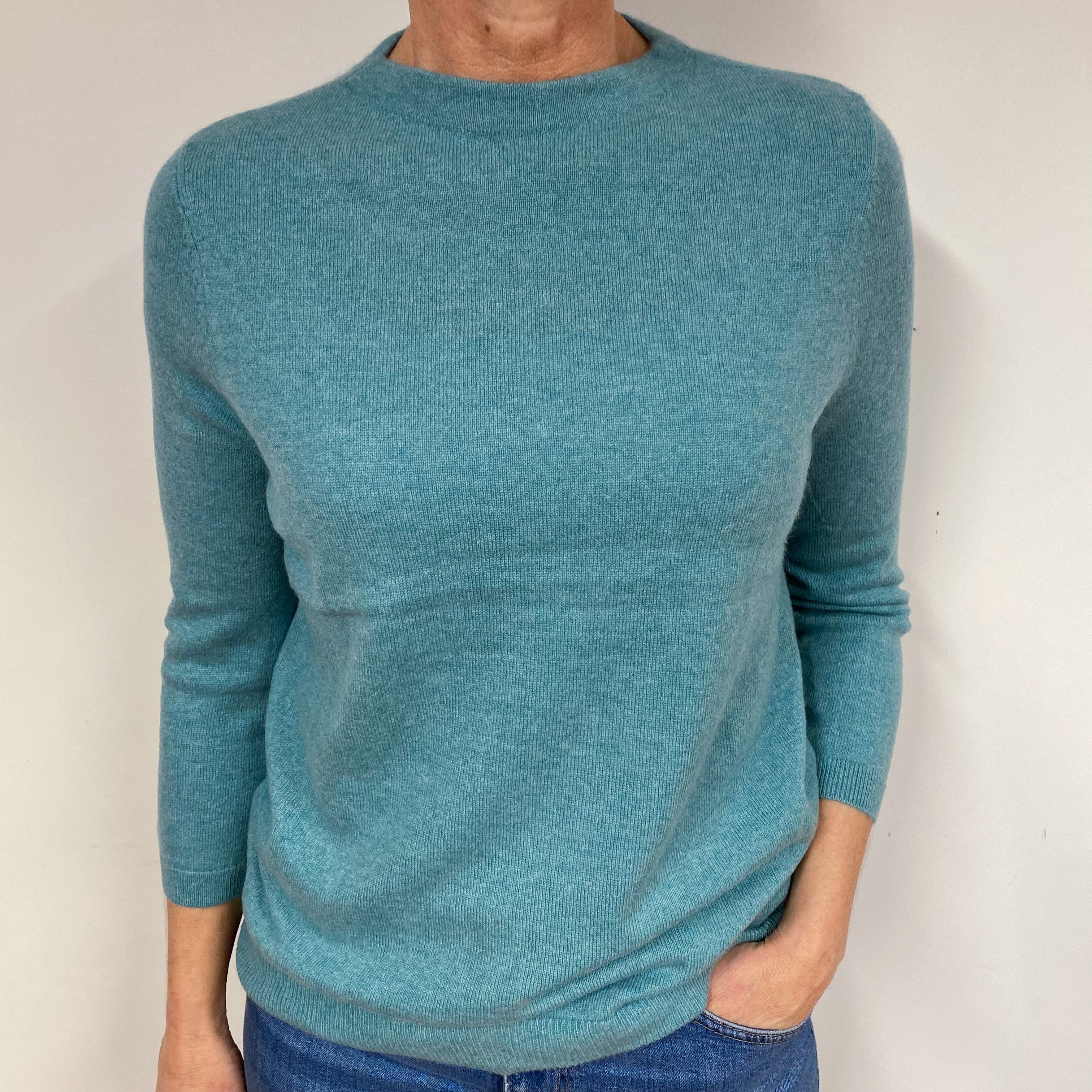 Sea Green Cashmere Crew Neck Jumper Medium