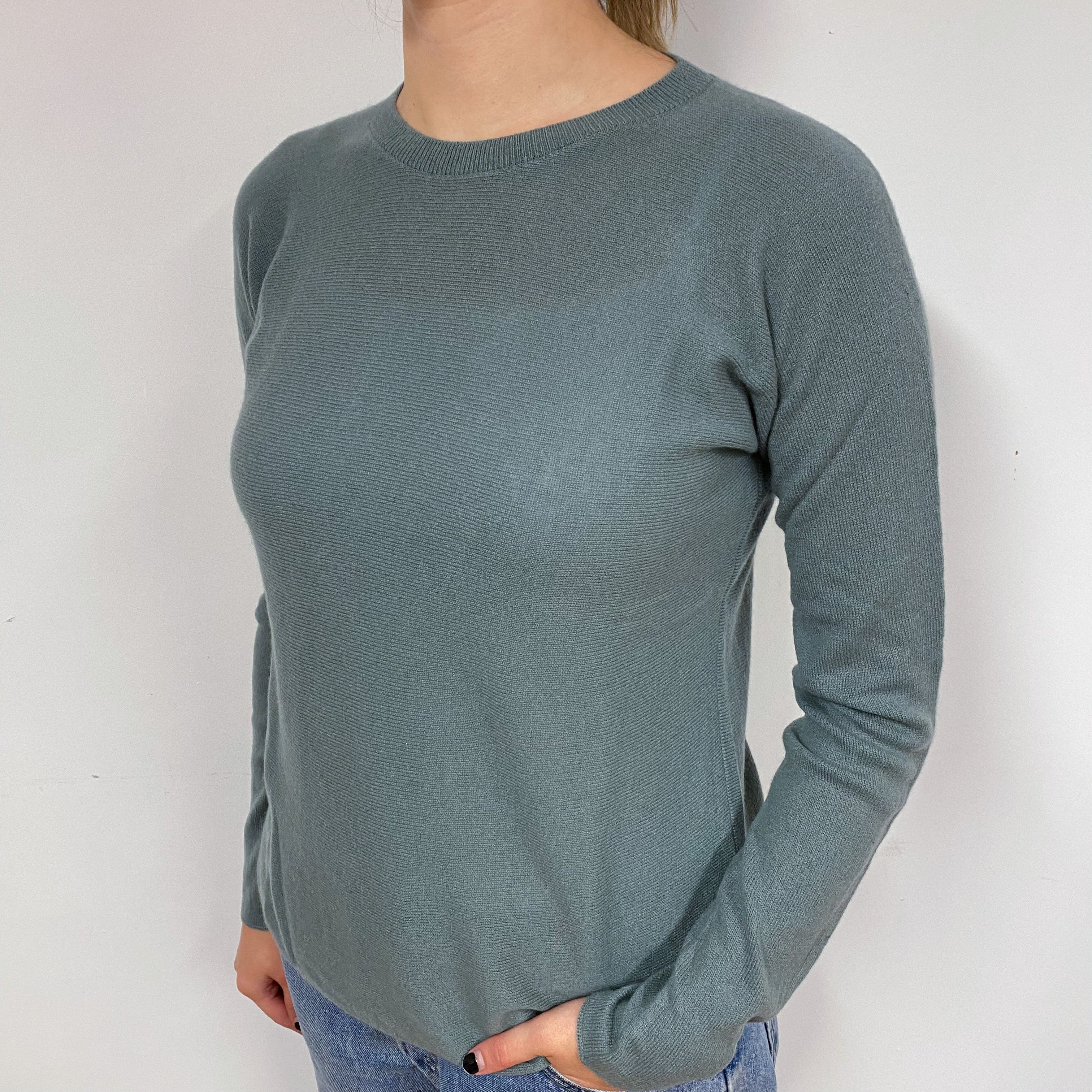 Vince Sage Grey Cashmere Crew Neck Jumper Small