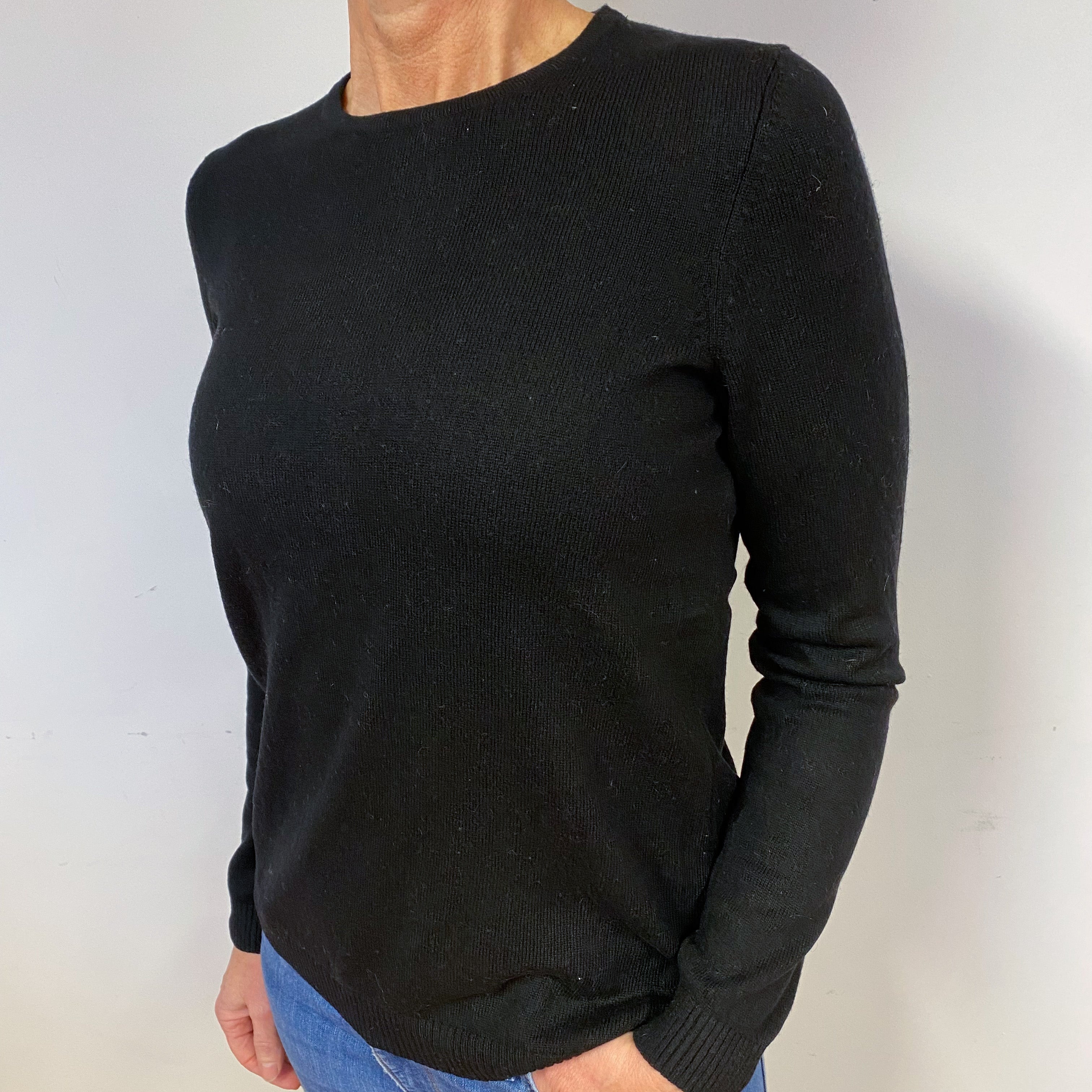 Black Cashmere Crew Neck Jumper Medium