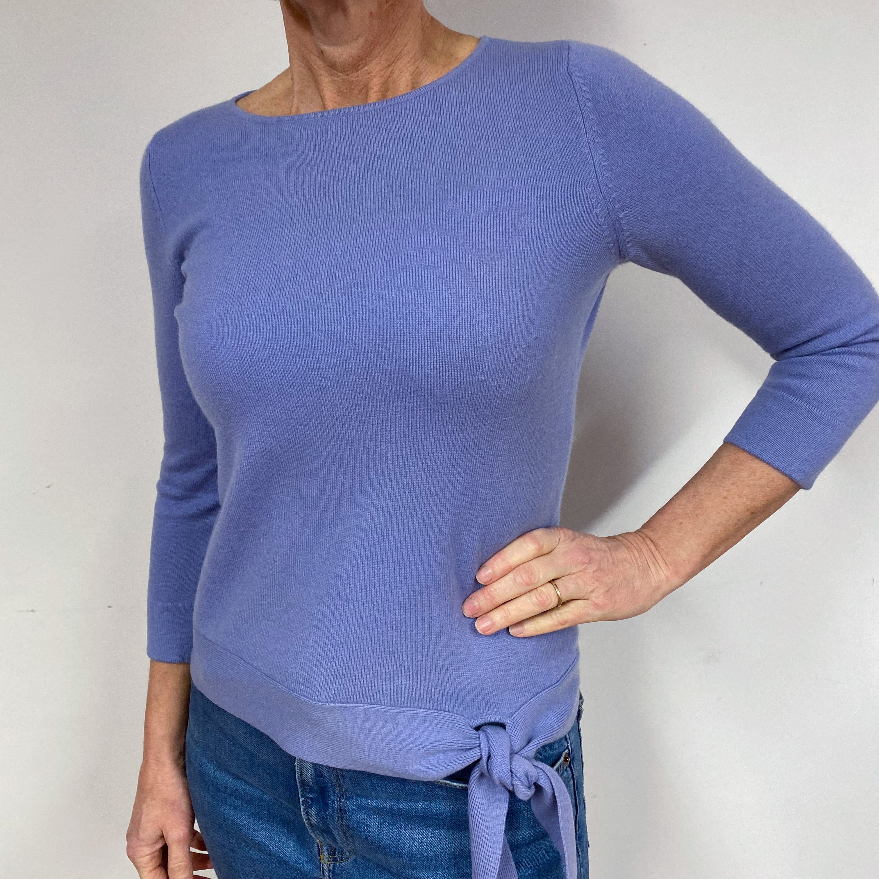 Lilac Cashmere Crew Neck Jumper Medium Slim