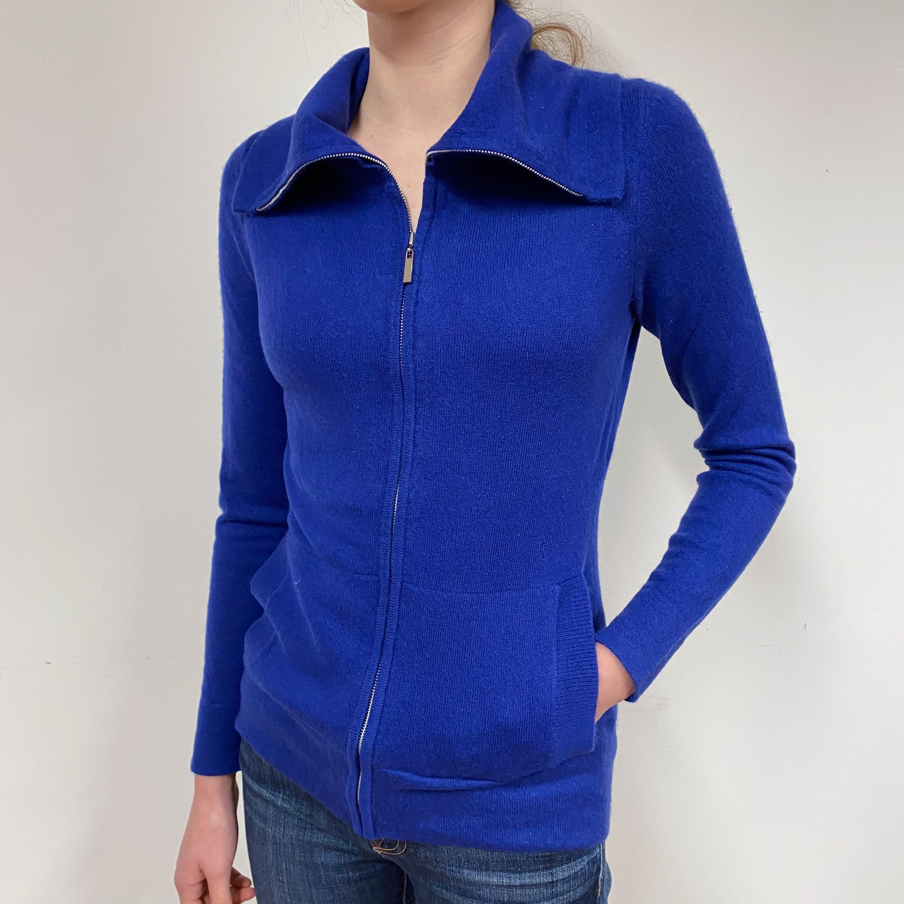 Indigo Blue Cashmere Zip Front Cardigan Extra Small