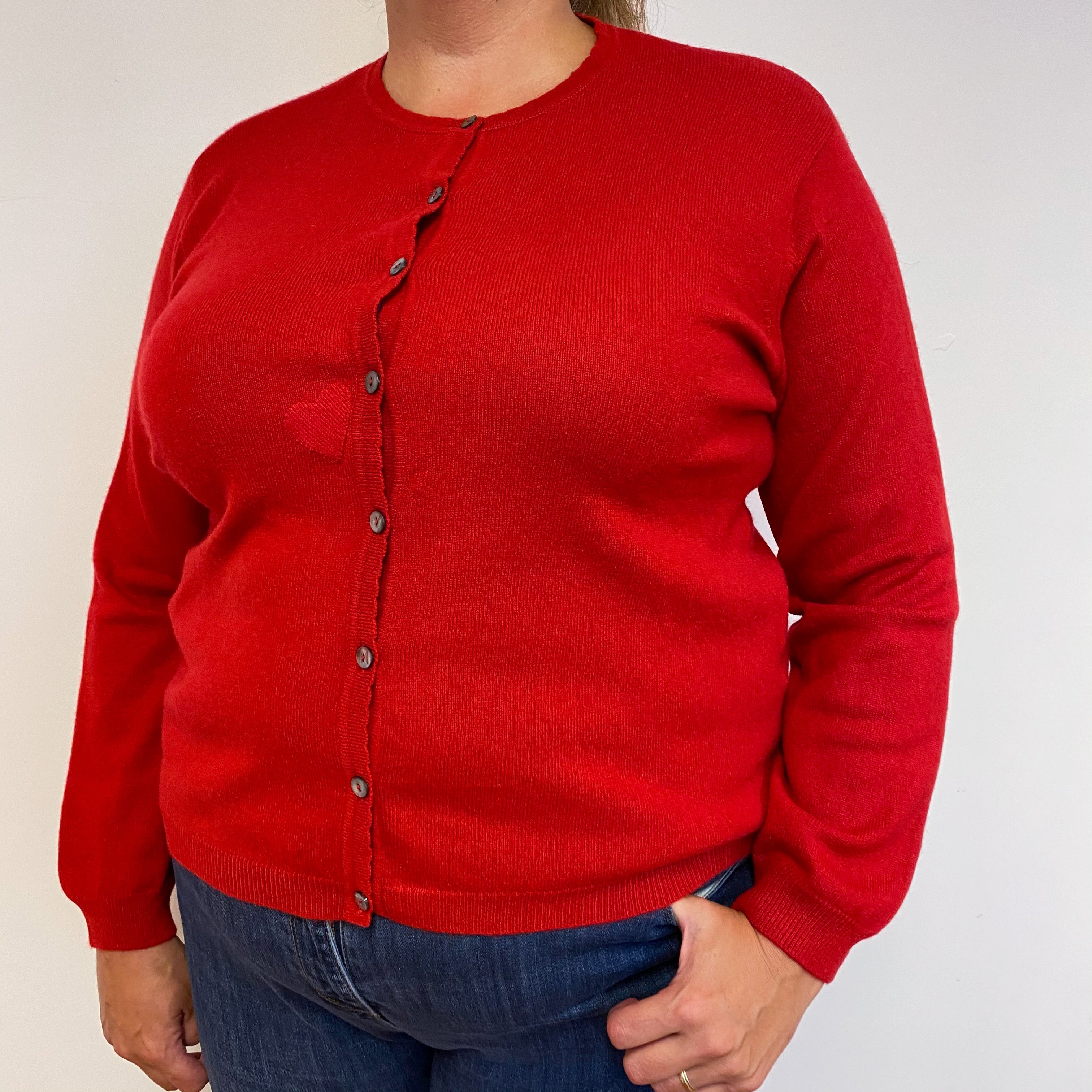 Postbox Red Crew Neck Cardigan Extra Large