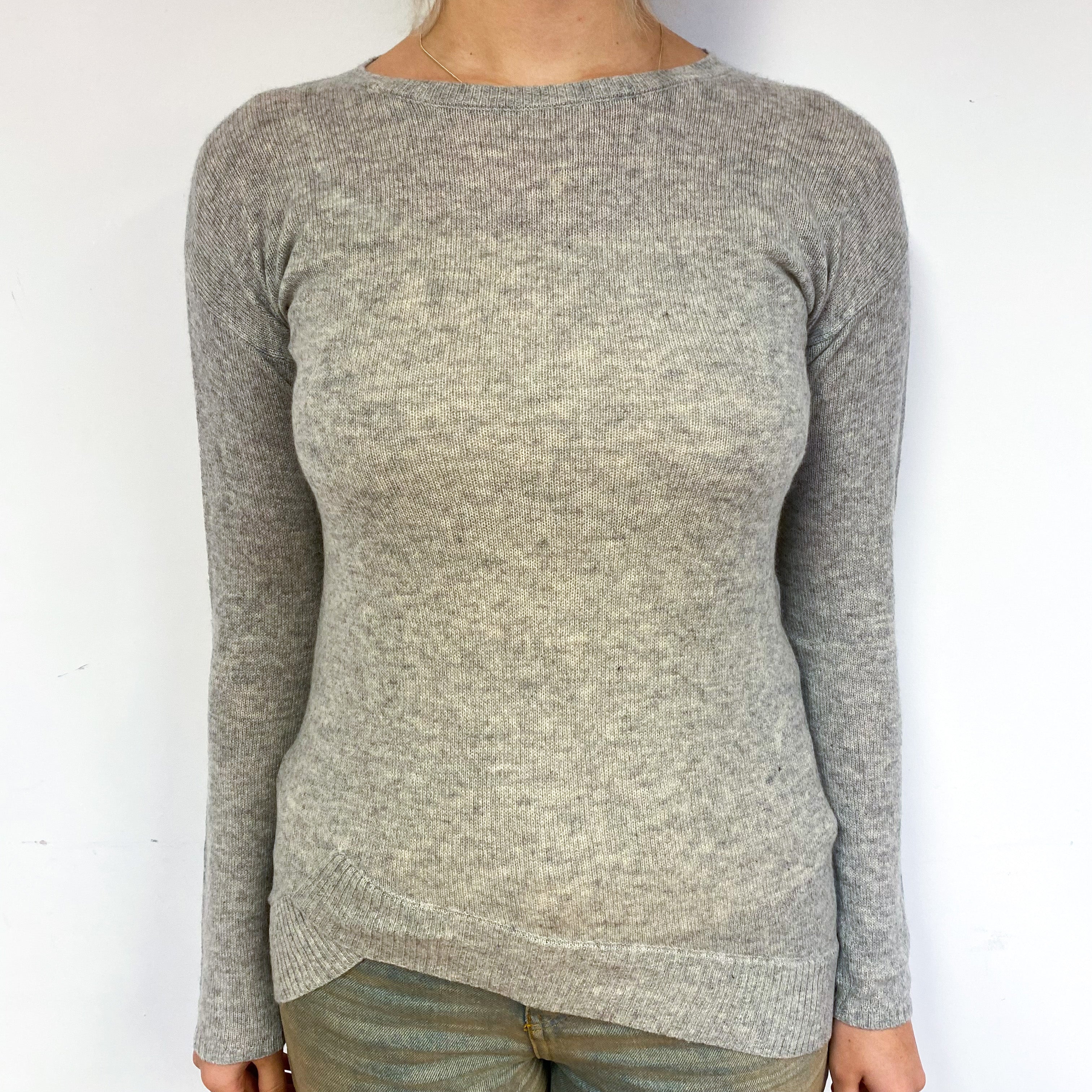 Mist Grey Asymmetrical Crew Neck Jumper Small