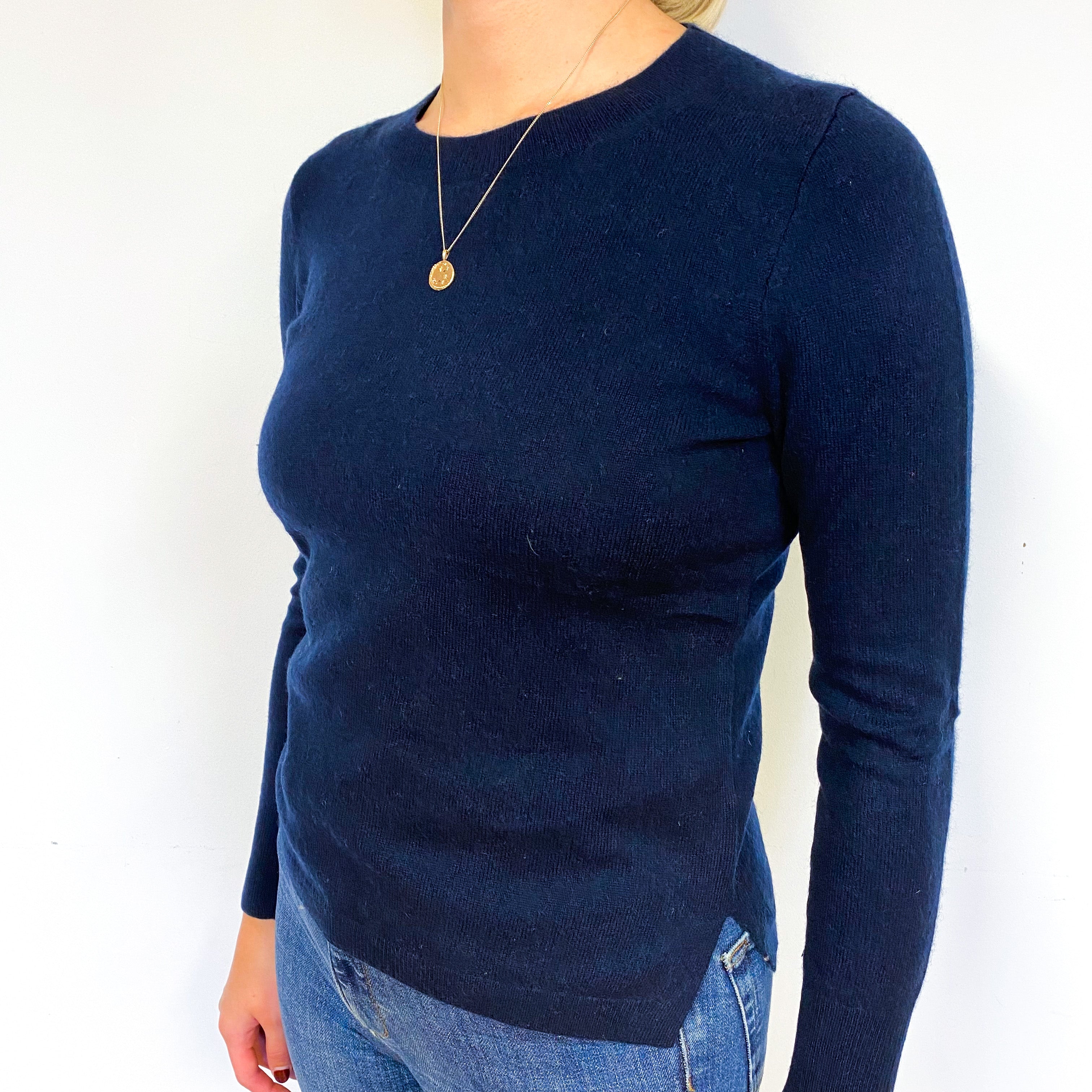 Navy Blue Cashmere Crew Neck Jumper Small