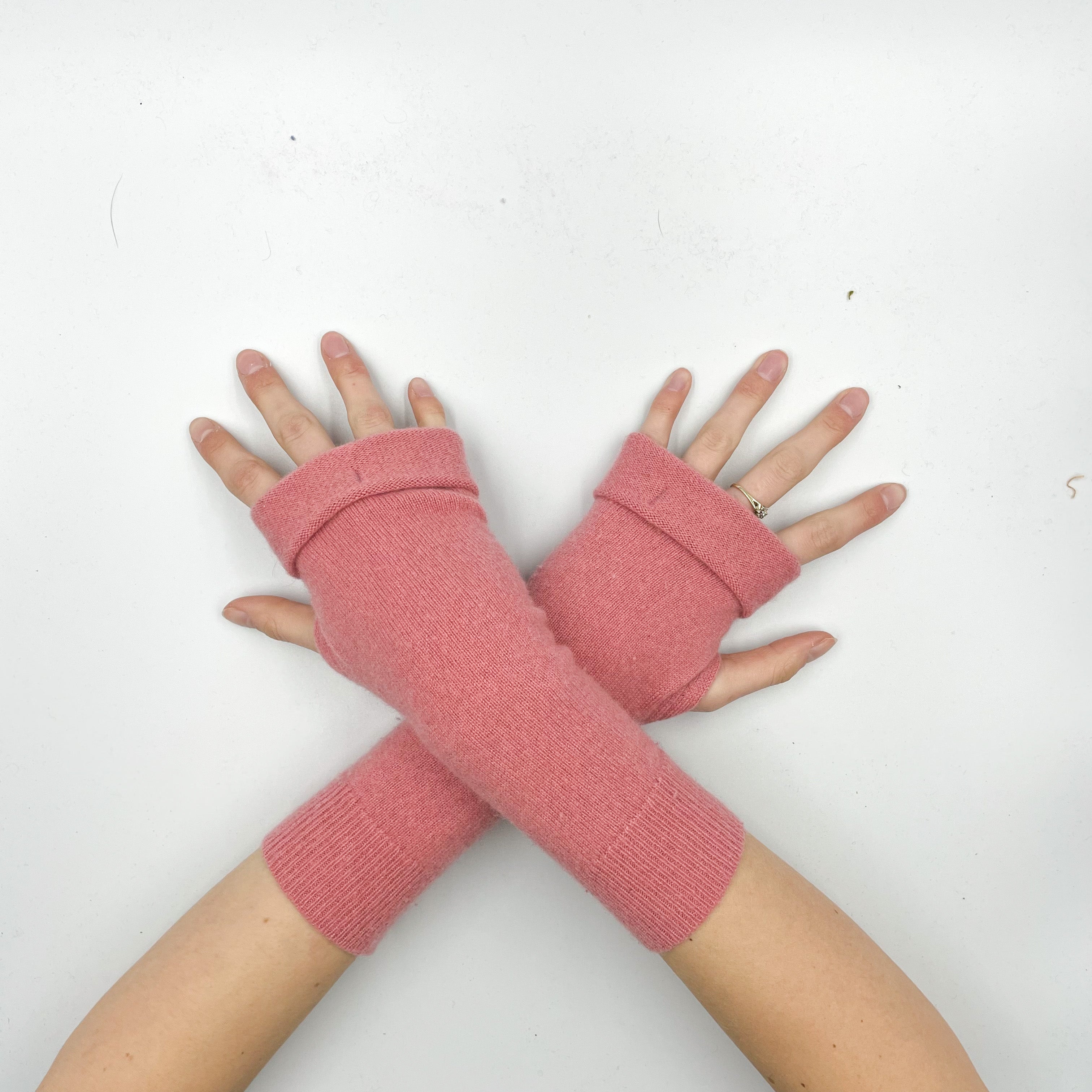 Muted Coral Pink Fingerless Gloves