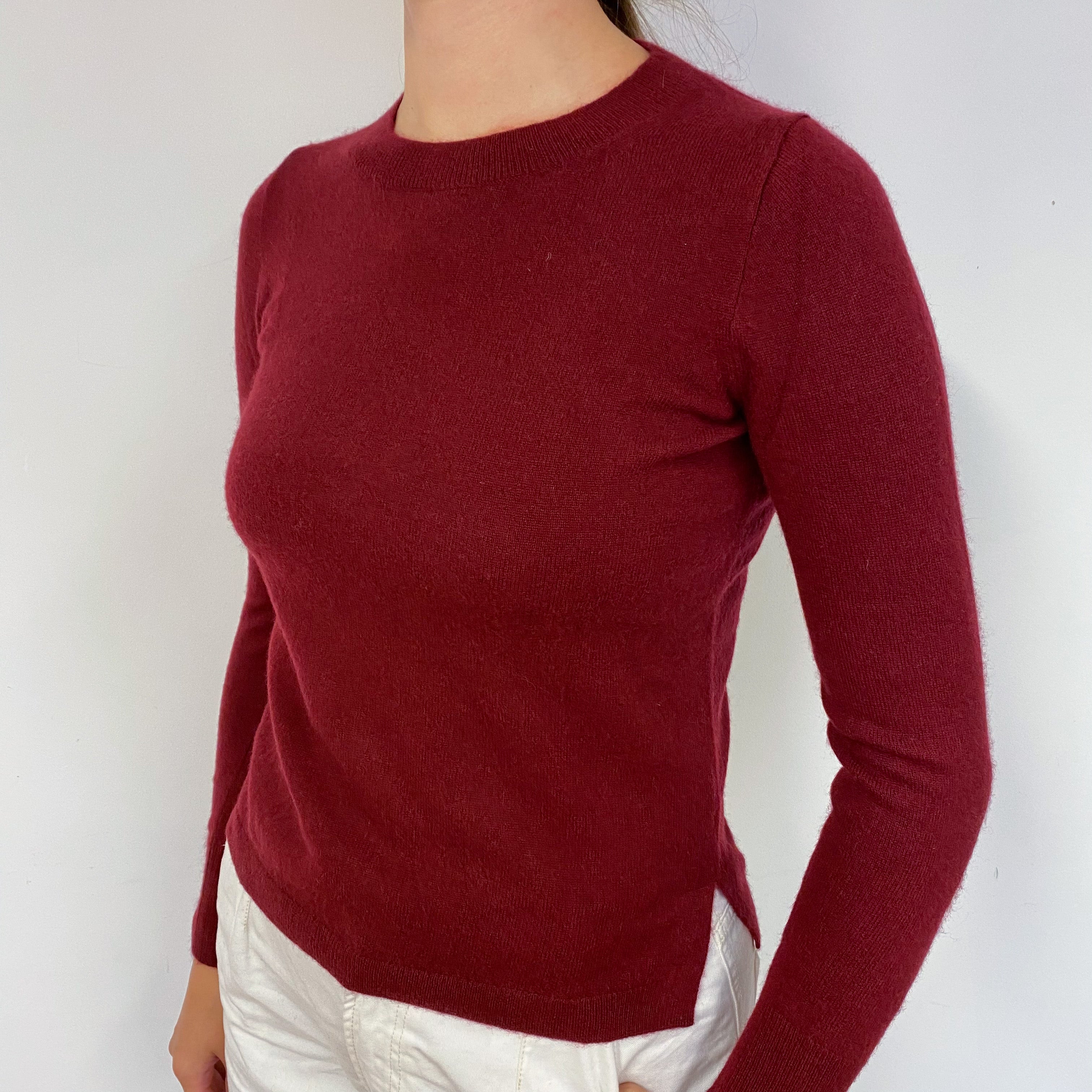 Wine Red Crew Neck Cashmere Jumper Small