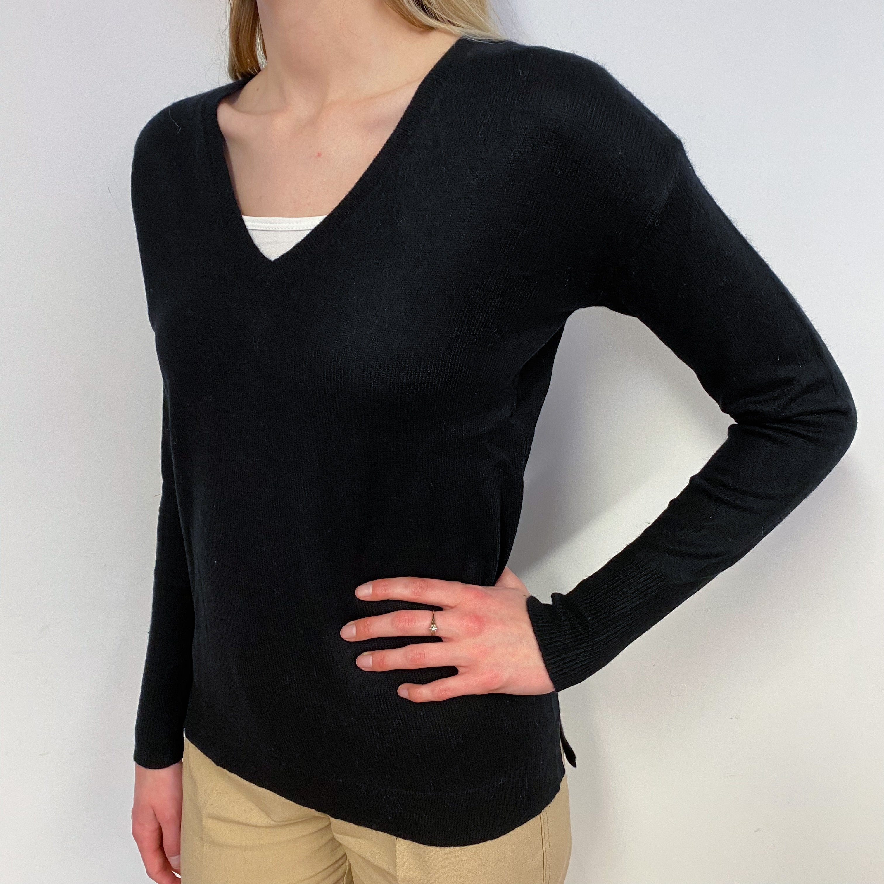 Black V-Neck Jumper Small