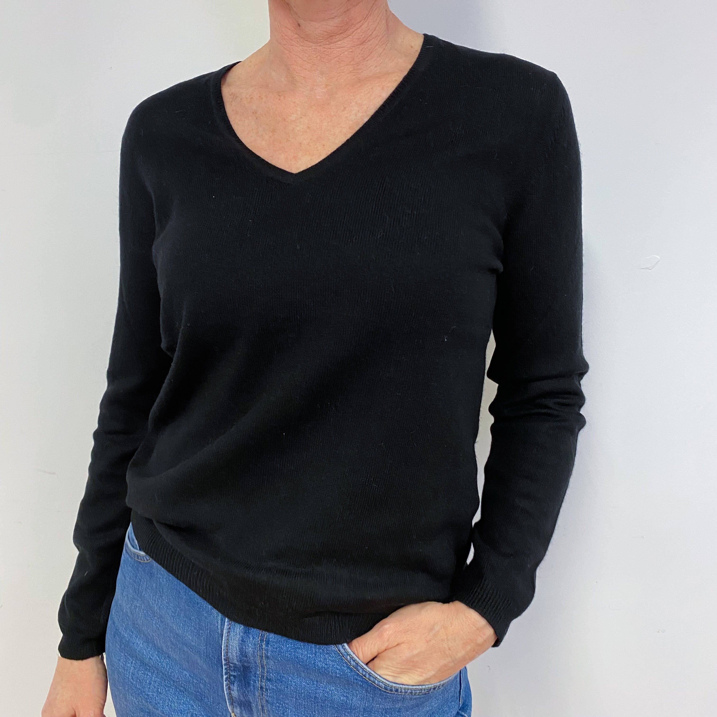 Black V-Neck Jumper Medium