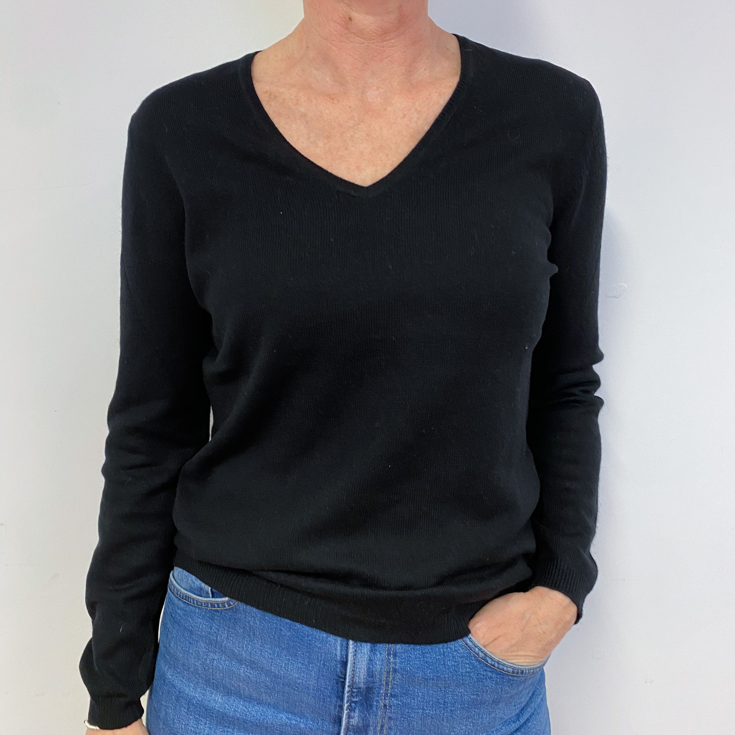 Black V-Neck Jumper Medium