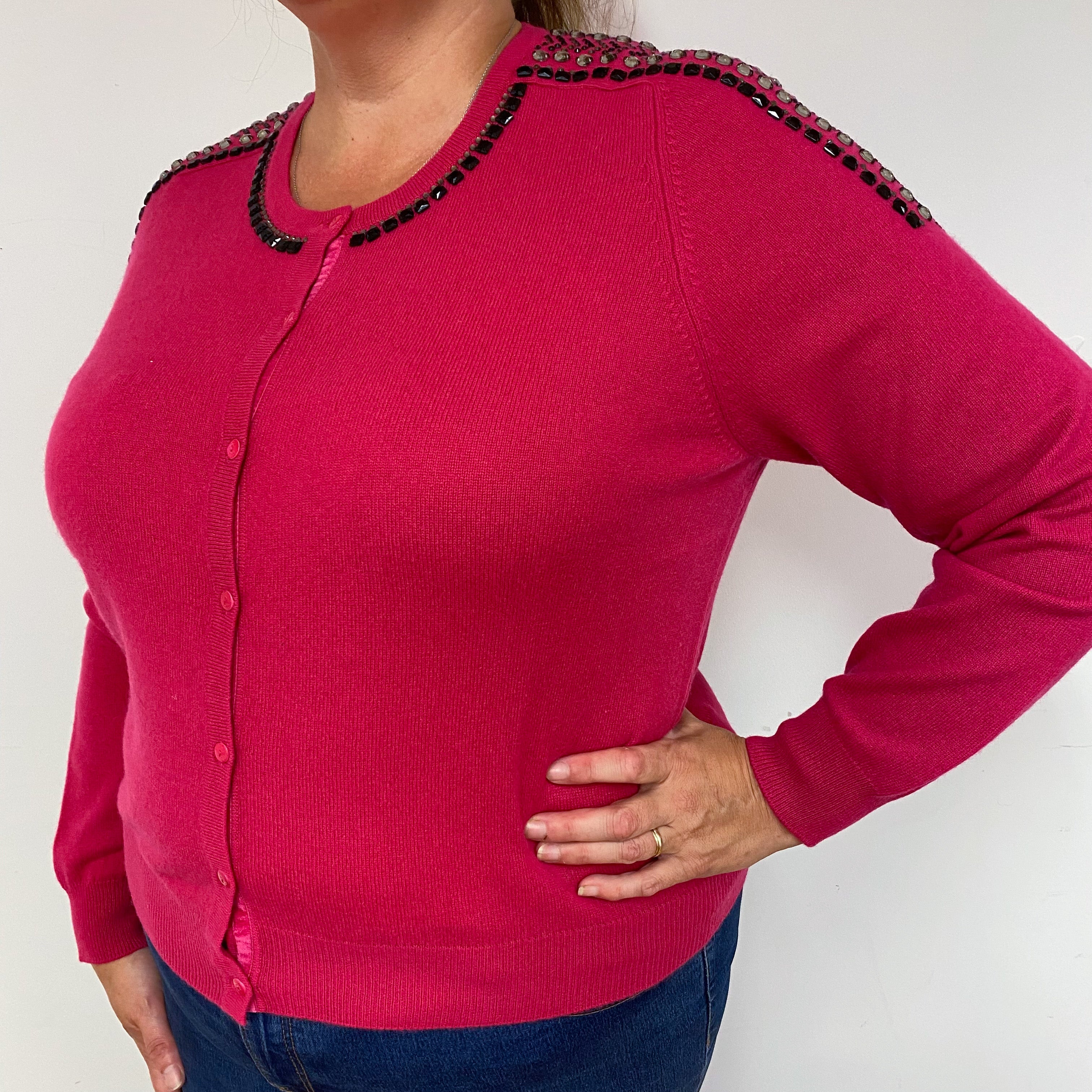 New Cherry Pink Embellished Cardigan Extra  Large