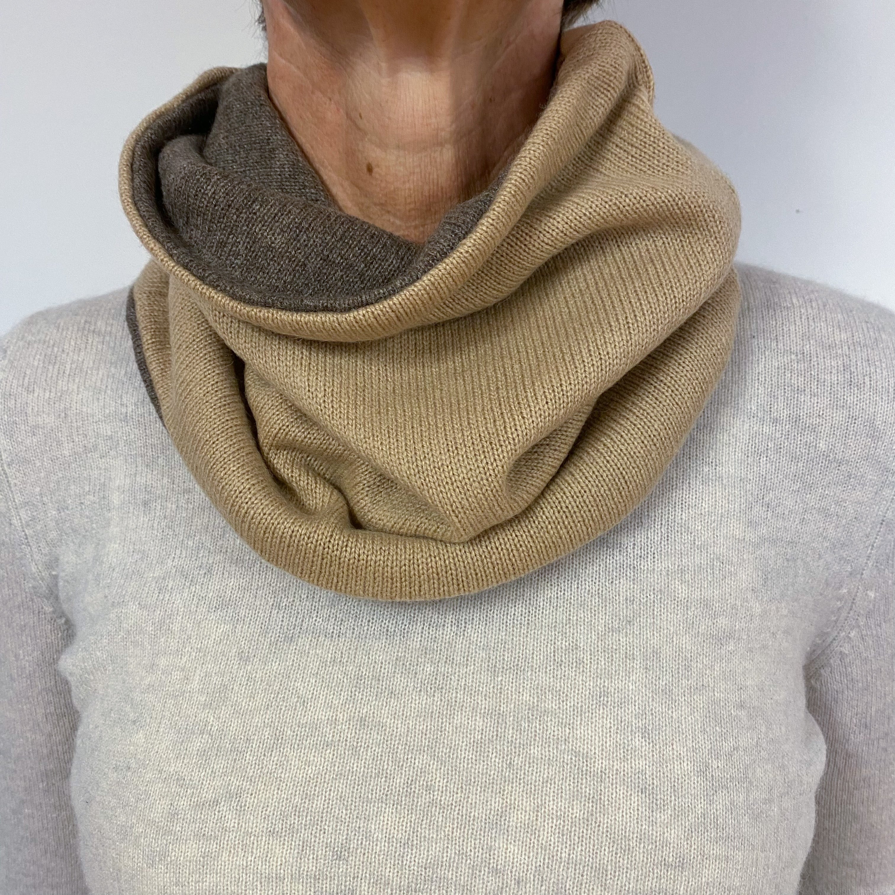 Camel and Cappuccino Luxury Double Layered Snood