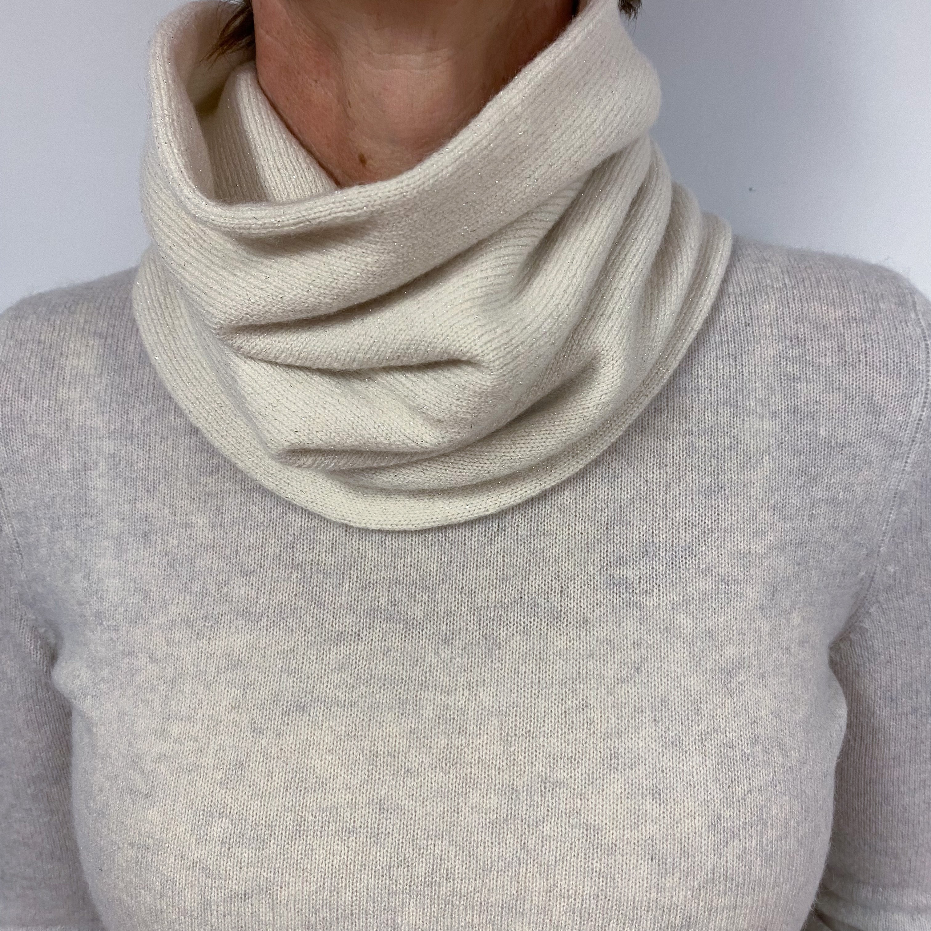 Winter White Sparkly Luxury Double Layered Snood